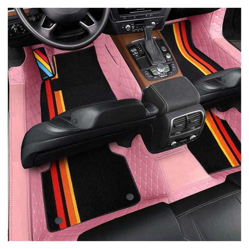 Fahrermatte Auto Fußmatten Für 98% 2 Reihen Fünf Sitze Über Mit Links- Als Auch Rechtsantrieb Individuelles Zubehör Für Auto-Fußmatten Innenausstattung Aus ECO-Material(Pink 2) von FIYFIOW