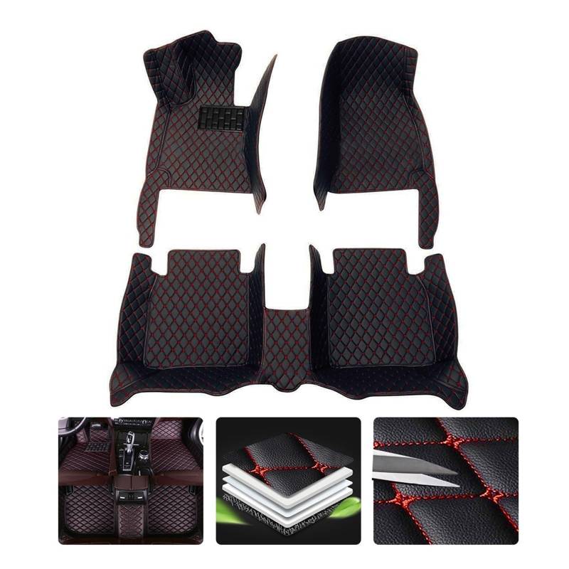 Fahrermatte Auto Fußmatten Für Chevrolet Für Cruze Für Blazer Für Aveo Für Impala Für Camaro Für Malibu Für Onix Fuß Pads Innen Auto Fußmatten Individuelles Zubehör(Black red) von FIYFIOW
