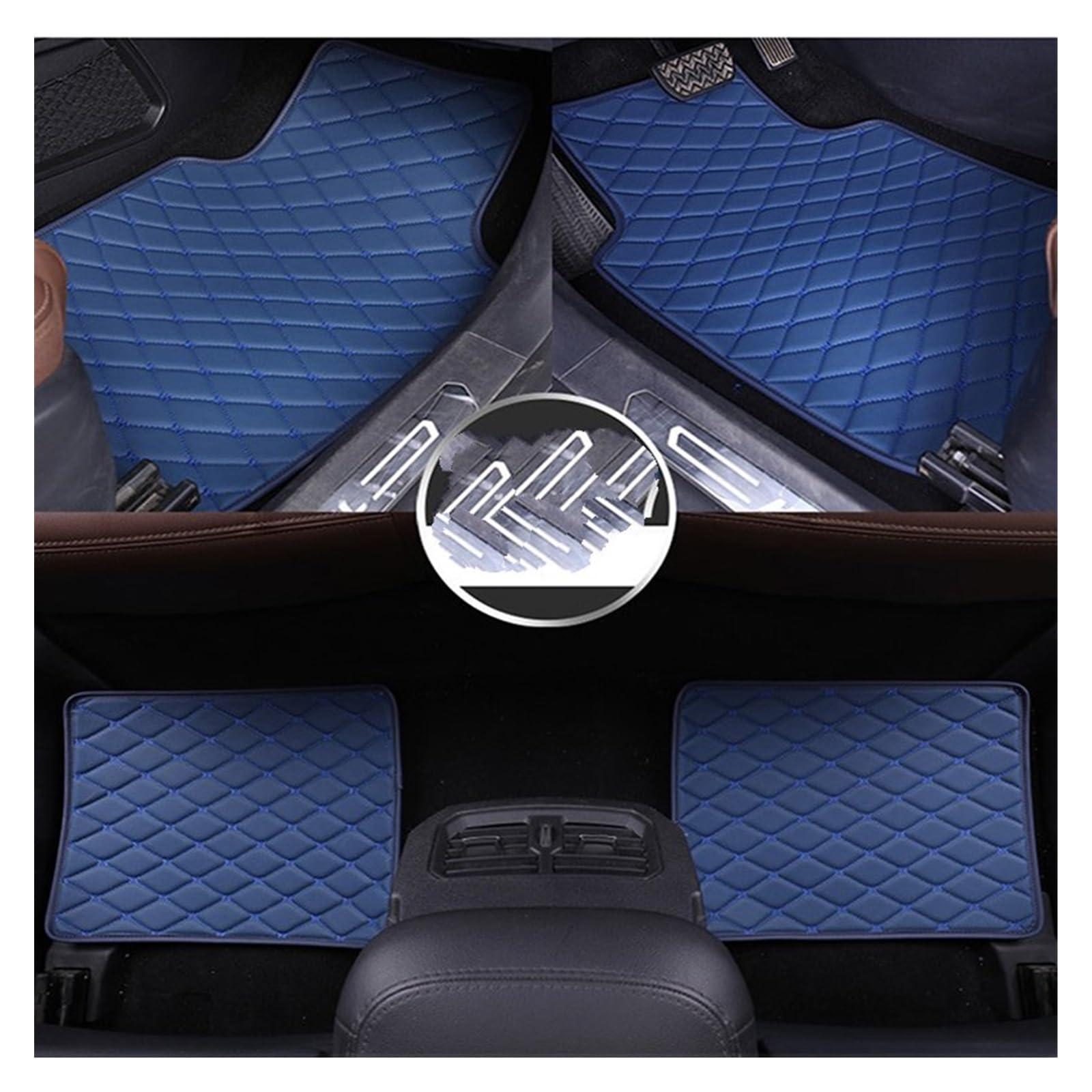 Fahrermatte Auto Fußmatten Für E30 E34 E36 E39 E46 E60 E90 F10 F30 X1 X3 X4 X5 X6 1/2/3/4/5/6/7 Universal Leder Auto Fußmatten Styling Teppich(Blau) von FIYFIOW