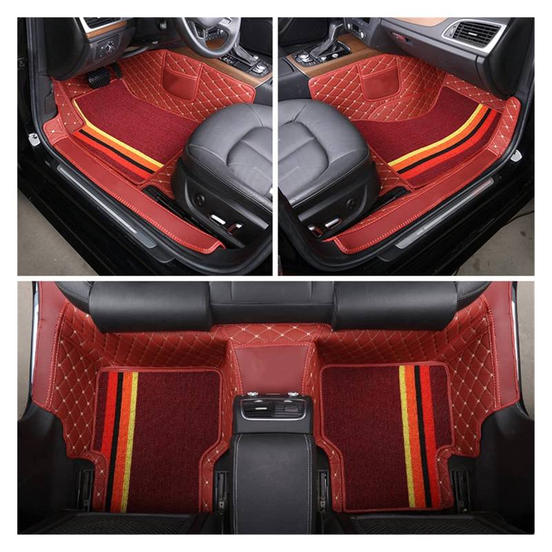 Fahrermatte Auto Fußmatten Für E46 E60 E39 F30 E36 F10 Rechts Links Hand Stick Custom Car Boden Matte ECO Material Für 98% 5-sitzige Auto(Burgundy) von FIYFIOW