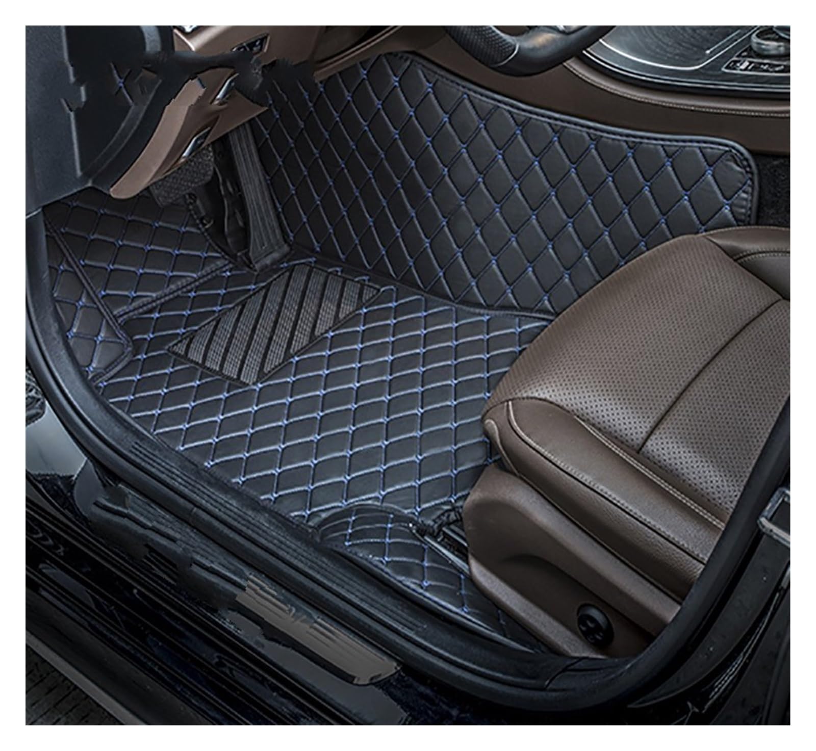 Fahrermatte Auto Fußmatten Für Ford Für Focus Alle Modell Für Focus 2 3 4 Mk1 Mk3 Mk4 Custom Car Boden Matte Neugestaltung Tuning Auto Teppich Teppiche Zubehör Innen(Black Blue Driver) von FIYFIOW