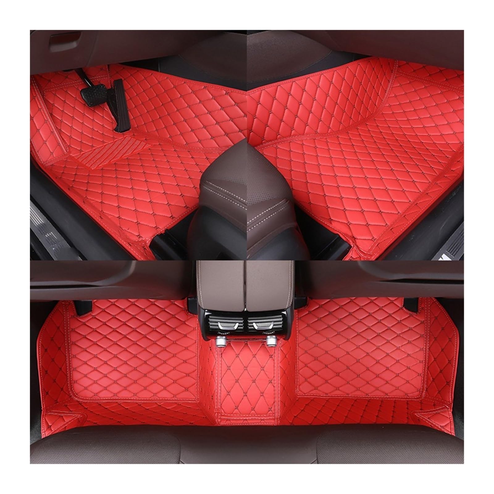 Fahrermatte Auto Fußmatten Für Ford Für Fusion Alle Modell Für Mondeo 4 Mk4 Mk5 MK3 MK6 Custom Car Boden Matte Auto Teppich Teppiche Zubehör Innen(Red Black) von FIYFIOW