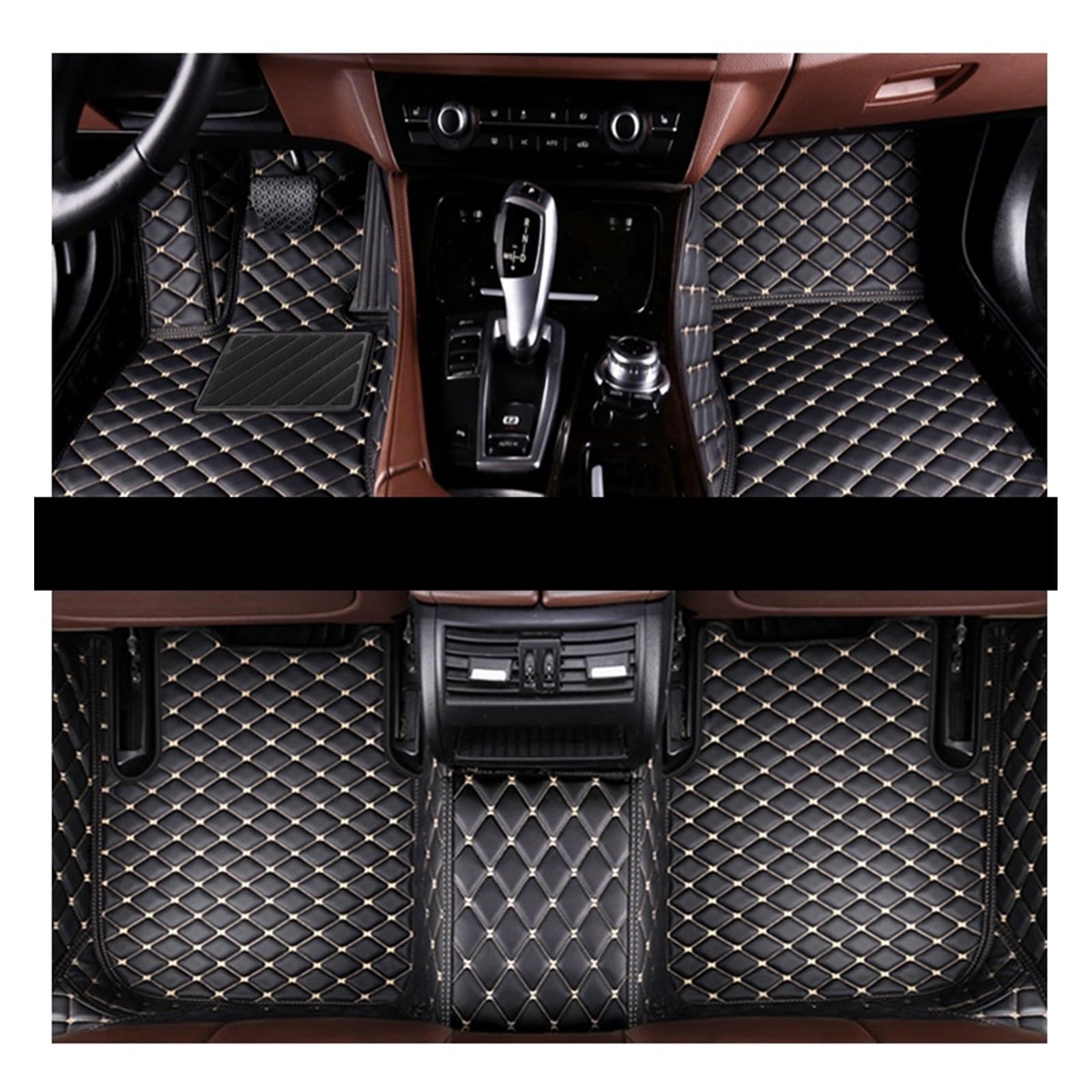 Fahrermatte Auto Fußmatten Für Ford Für Mustang 2015-2022 2016 2017 2018 19 20 2021 Custom Car Fußmatten Auto Fuß Pads Automobil Teppich Abdeckung Innen Zubehör(Blake-BEIGE) von FIYFIOW