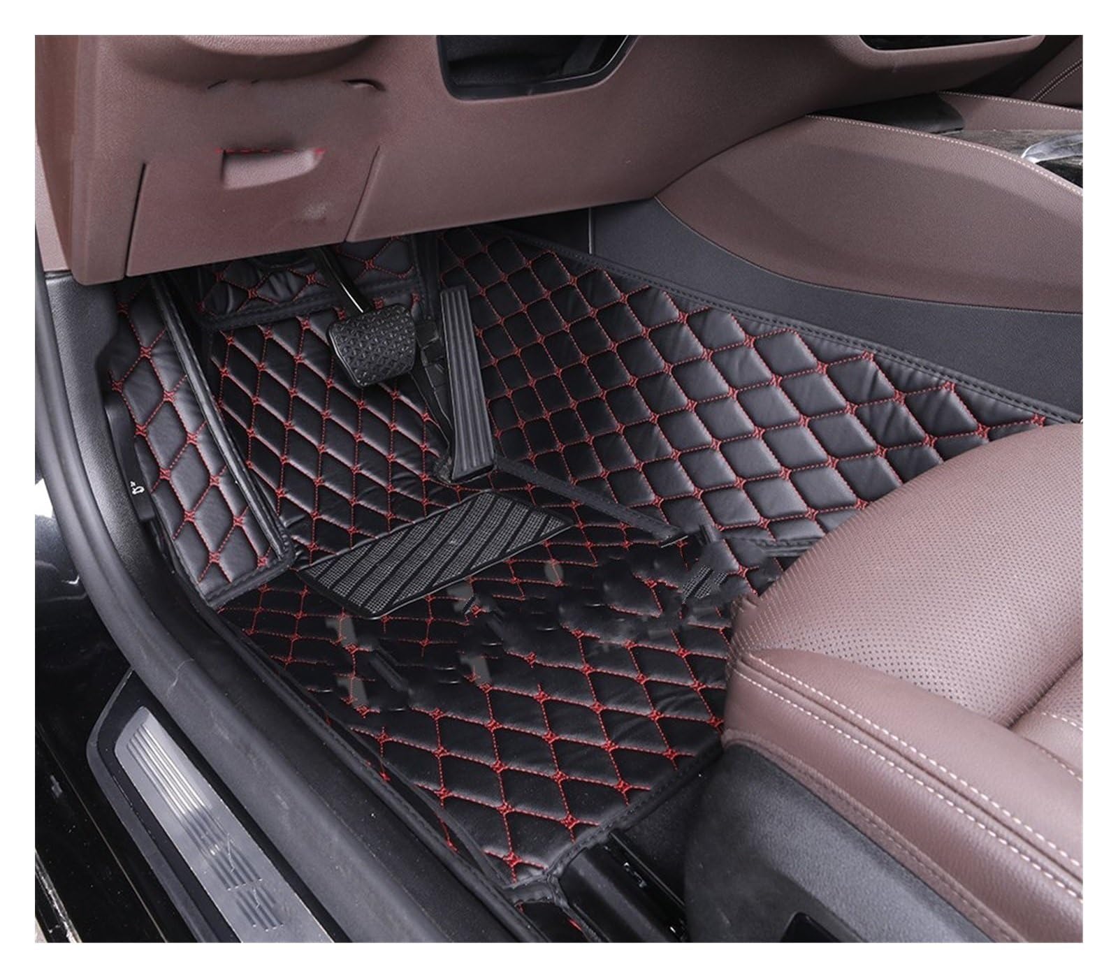 Fahrermatte Auto Fußmatten Für Für X1 E84 2009 2010 2011 2012 2013 2014 2015 Alle Modell Auto Teppich Teppich Fußgängerbrücke Zubehör Styling Custom Auto Fußmatten(Black red Driver) von FIYFIOW