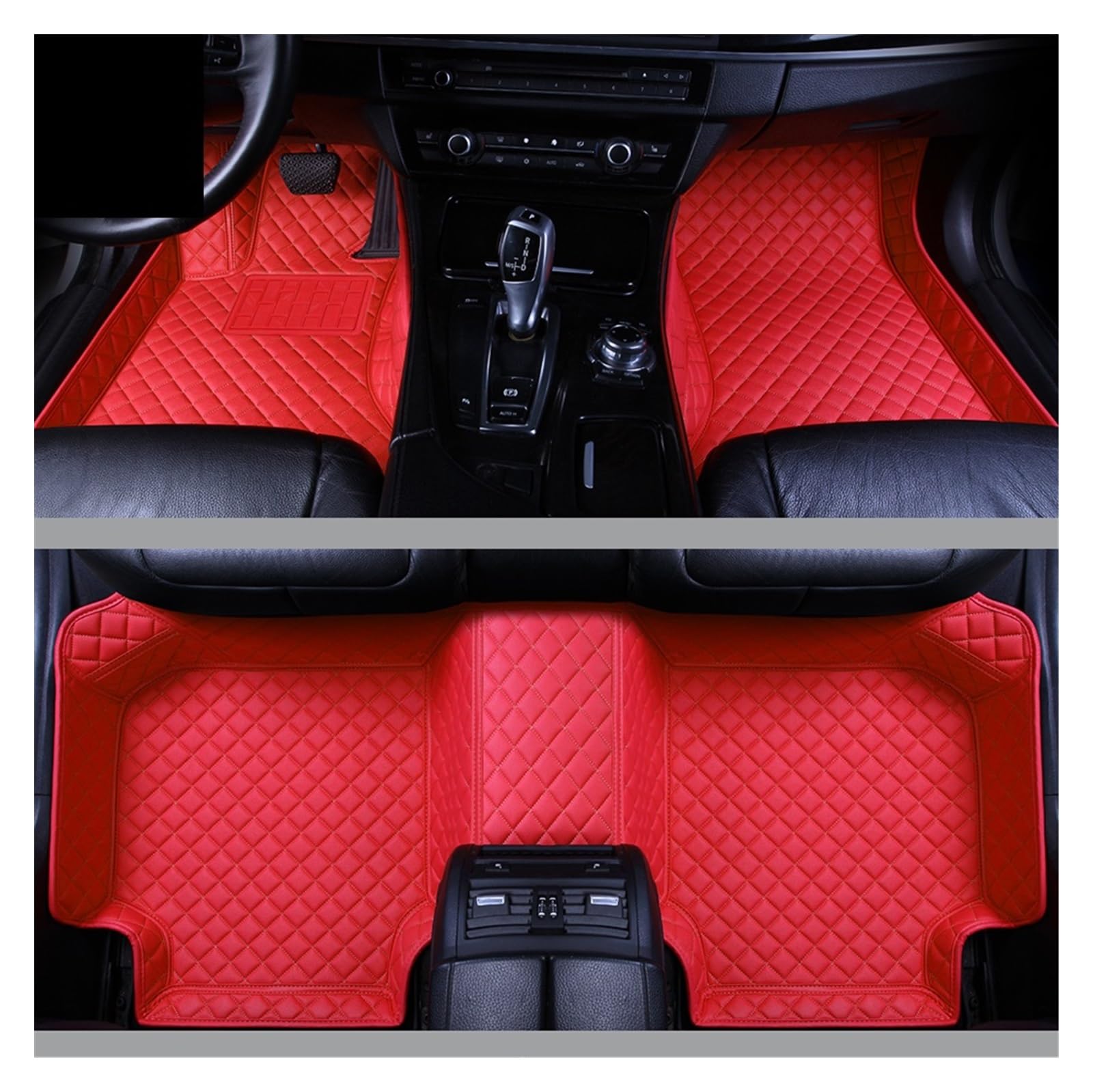 Fahrermatte Auto Fußmatten Für Geely Für Geometrie CA Für Coolray Für Tugella Für Emgrand Ec7 Ec8 Custom Leder Auto Boden Matte wasserdichte Teppiche Teppich Zubehör(Rot) von FIYFIOW
