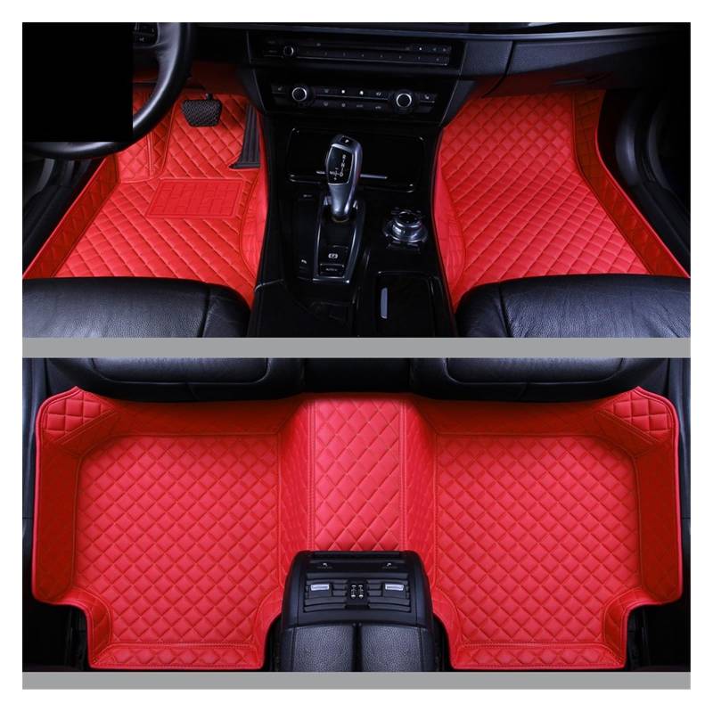 Fahrermatte Auto Fußmatten Für Geely Für Geometrie CA Für Coolray Für Tugella Für Emgrand Ec7 Ec8 Custom Leder Auto Boden Matte wasserdichte Teppiche Teppich Zubehör(Rot) von FIYFIOW