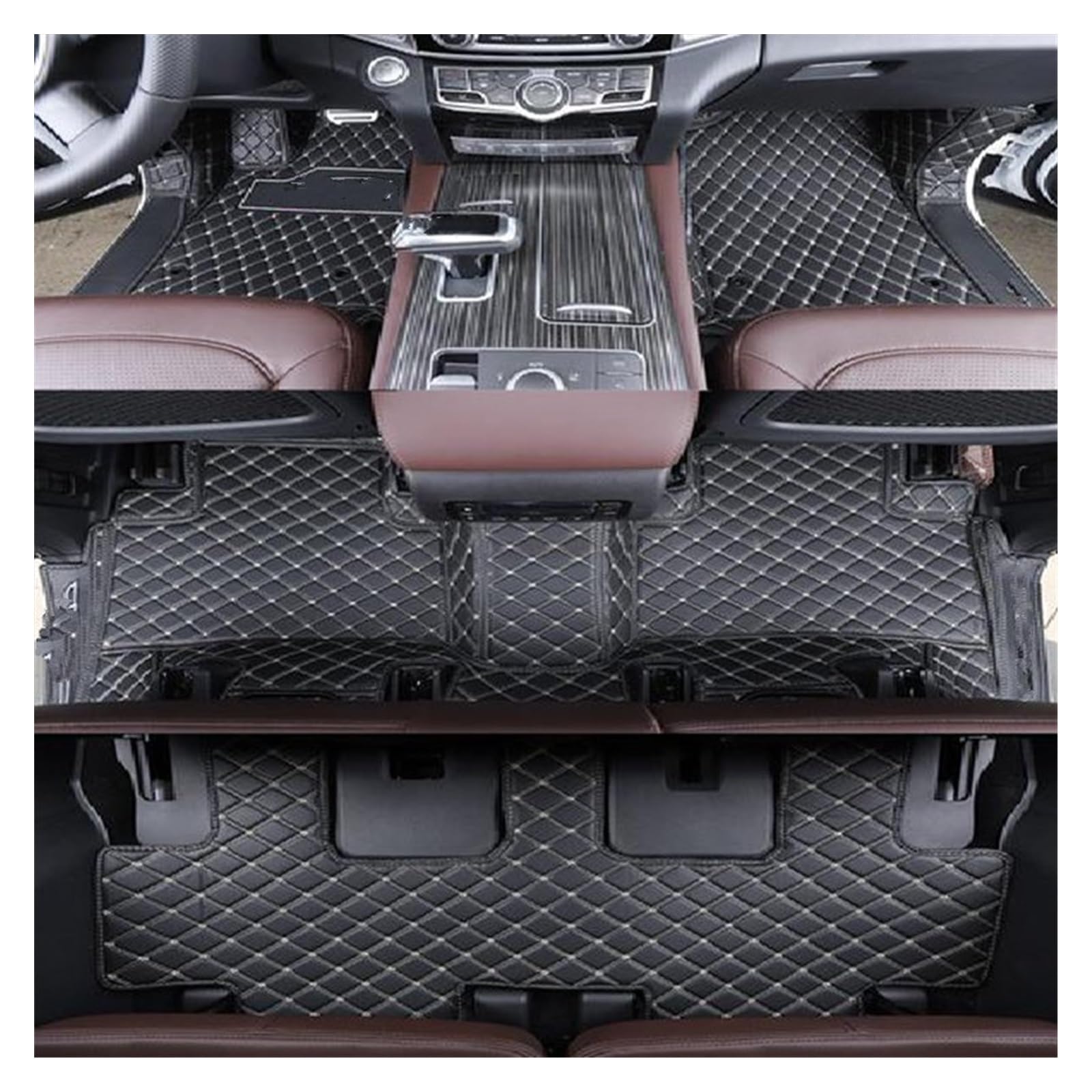 Fahrermatte Auto Fußmatten Für Haval H9 2016 2017 2018 2019 2020 2021 2022 Leder Auto Fußmatten Teppich Teppiche Fuß Pads Zubehör(Black 7 Seats A) von FIYFIOW