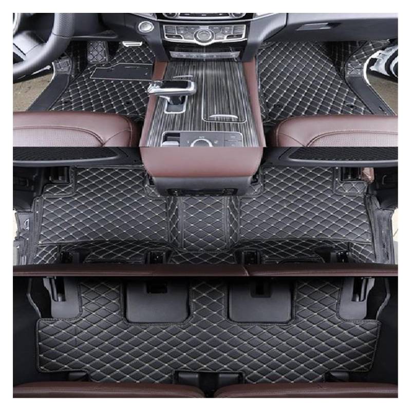 Fahrermatte Auto Fußmatten Für Haval H9 2016 2017 2018 2019 2020 2021 2022 Leder Auto Fußmatten Teppich Teppiche Fuß Pads Zubehör(Black 7 Seats A) von FIYFIOW