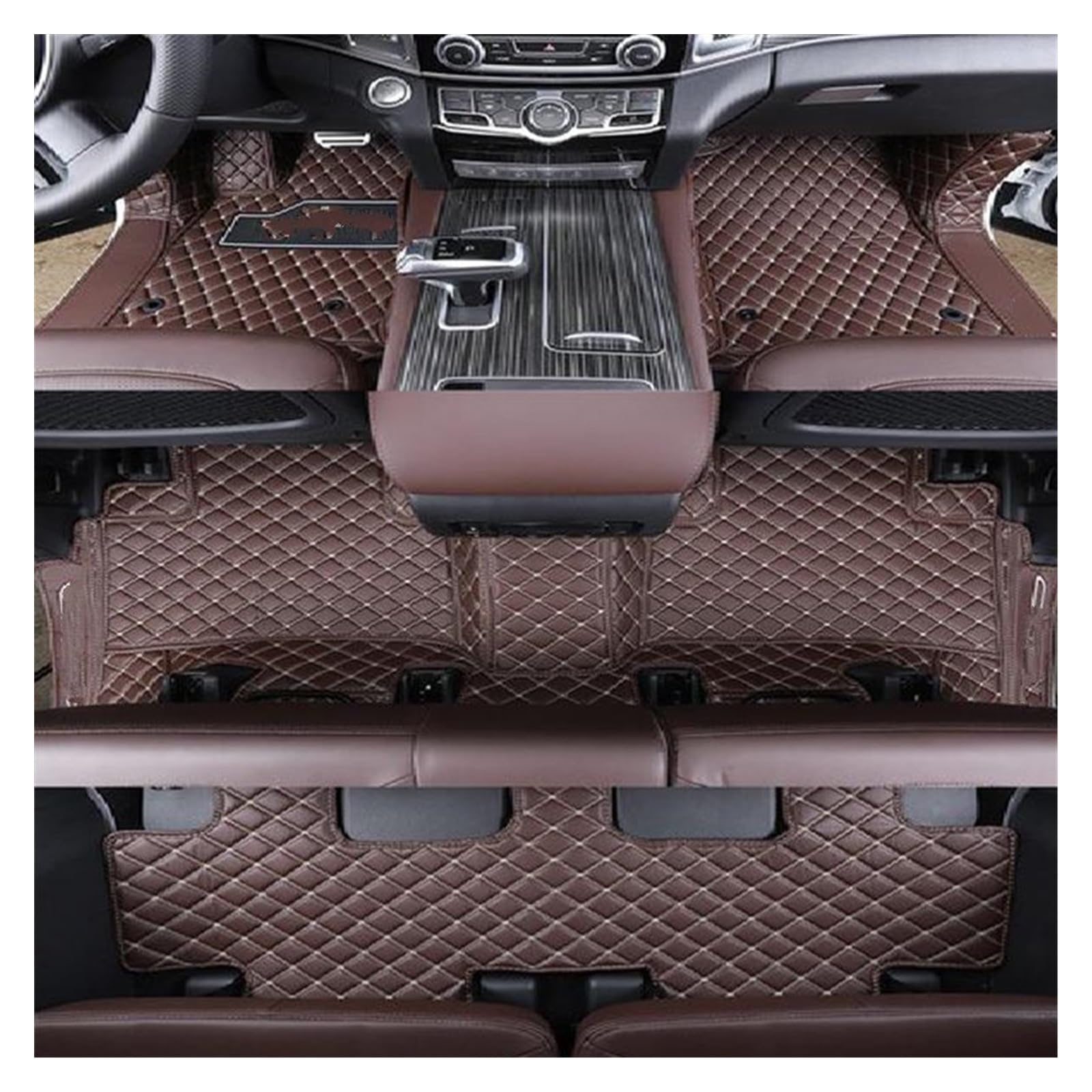 Fahrermatte Auto Fußmatten Für Haval H9 2016 2017 2018 2019 2020 2021 2022 Leder Auto Fußmatten Teppich Teppiche Fuß Pads Zubehör(Brown 7 Seats A) von FIYFIOW