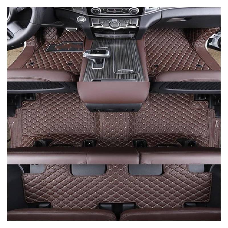Fahrermatte Auto Fußmatten Für Haval H9 2016 2017 2018 2019 2020 2021 2022 Leder Auto Fußmatten Teppich Teppiche Fuß Pads Zubehör(Brown 7 Seats A) von FIYFIOW