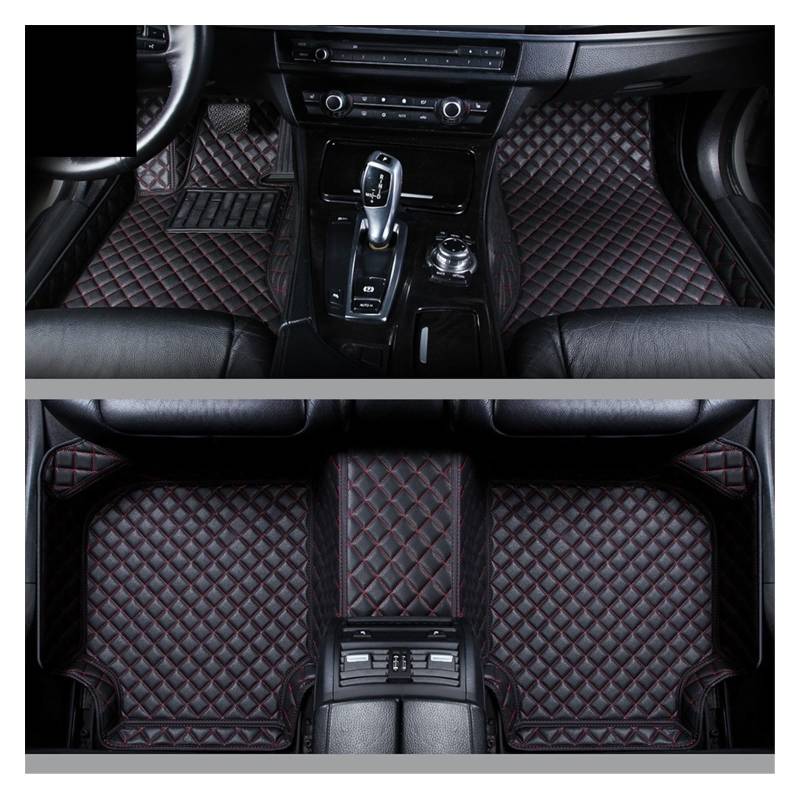 Fahrermatte Auto Fußmatten Für Hyundai Für Tucson 2019 2022 Für Kona Für Coupe Für Ioniq I30 Ix35 I20 I40 Für Elantra Auto Boden Matte Für Sonata Auto Zubehör(Black Red) von FIYFIOW