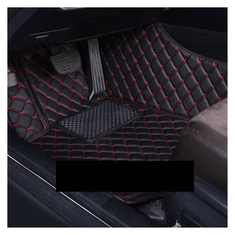 Fahrermatte Auto Fußmatten Für Peugeot 508 2018 2017 2016 2015 2014 2013 2012 2011 LHD Auto Fußmatten Interior Styling wasserdichte Anti Schmutzige Leder Teppiche(Front 1pcs Black red) von FIYFIOW