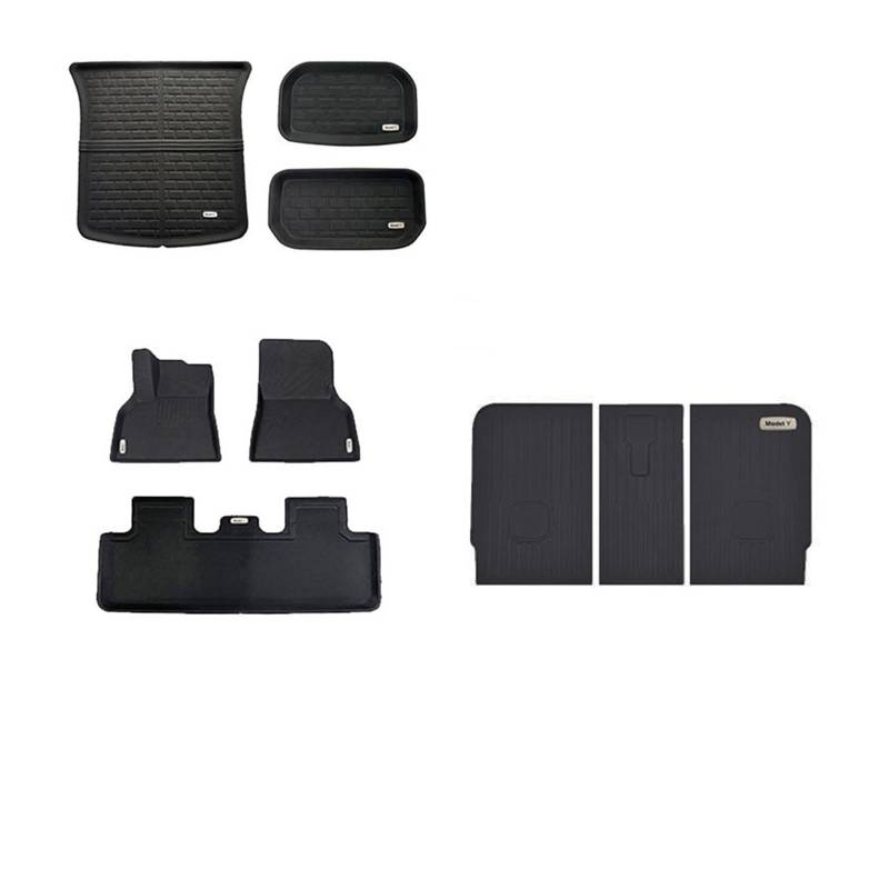 Fahrermatte Auto Fußmatten Für Tesla Für Modell 3 Y 2023 2022 Auto 3D Fußmatten LHD/RHD Teppich wasserdichte Fuß Pads Upgrade Stamm Matte Zubehör(Y-Kit B- LHD) von FIYFIOW