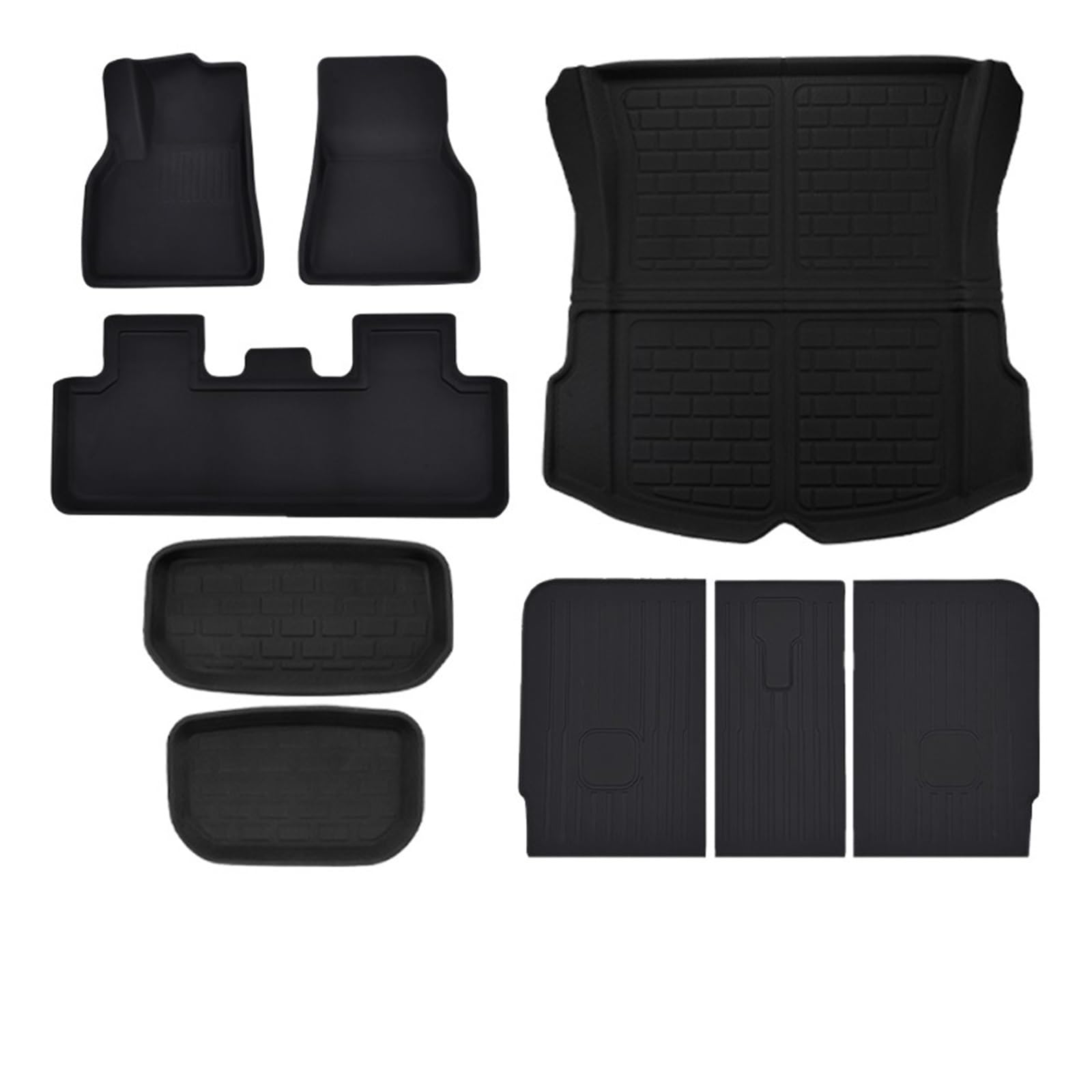 Fahrermatte Auto Fußmatten Für Tesla Für Modell Y 2017 2018 2019 2020 2021 2022 Stamm Matte Fußmatten RHD LHD Alle Wetter Anti-Slip Boden Liner Auto Zubehör(9pcs Set) von FIYFIOW