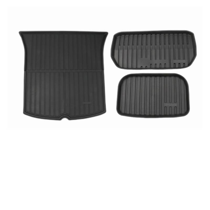 Fahrermatte Auto Fußmatten Für Tesla Für Modell Y 2021 2022 3D TPE Kofferraummatten Vollständige Abdeckung Bodeneinlage Allwetter-Heckkofferraumeinlagen Individuelles Fußmatten(3pcs Trunk mat) von FIYFIOW