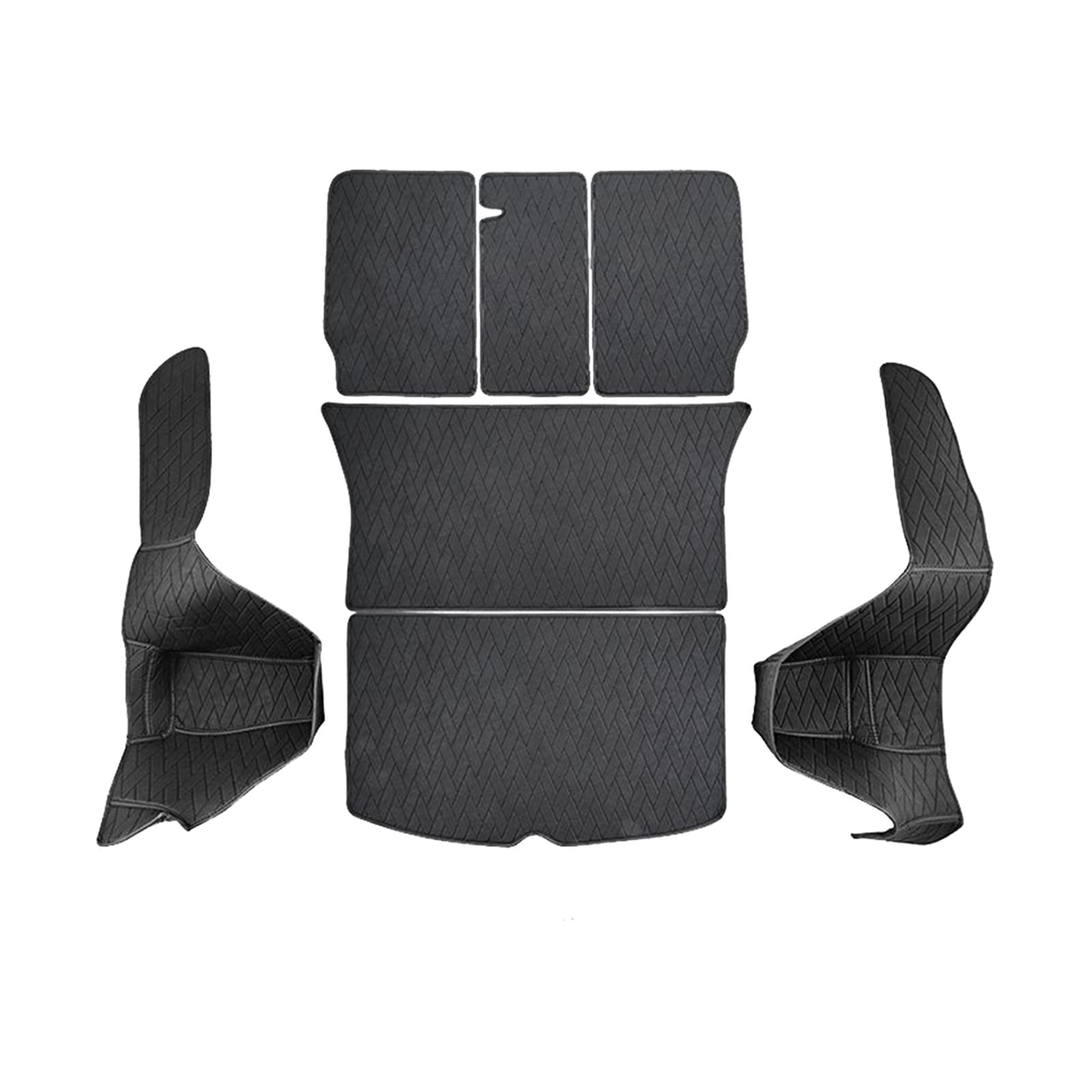 Fahrermatte Auto Fußmatten Für Tesla Modell Y 5 Sitze 2017 2018 2019 2020 2021 2022 2023 Leder Stamm Matten Vollständig Umgeben Liner Custom Boden Matte Auto Zubehör(7PCS) von FIYFIOW