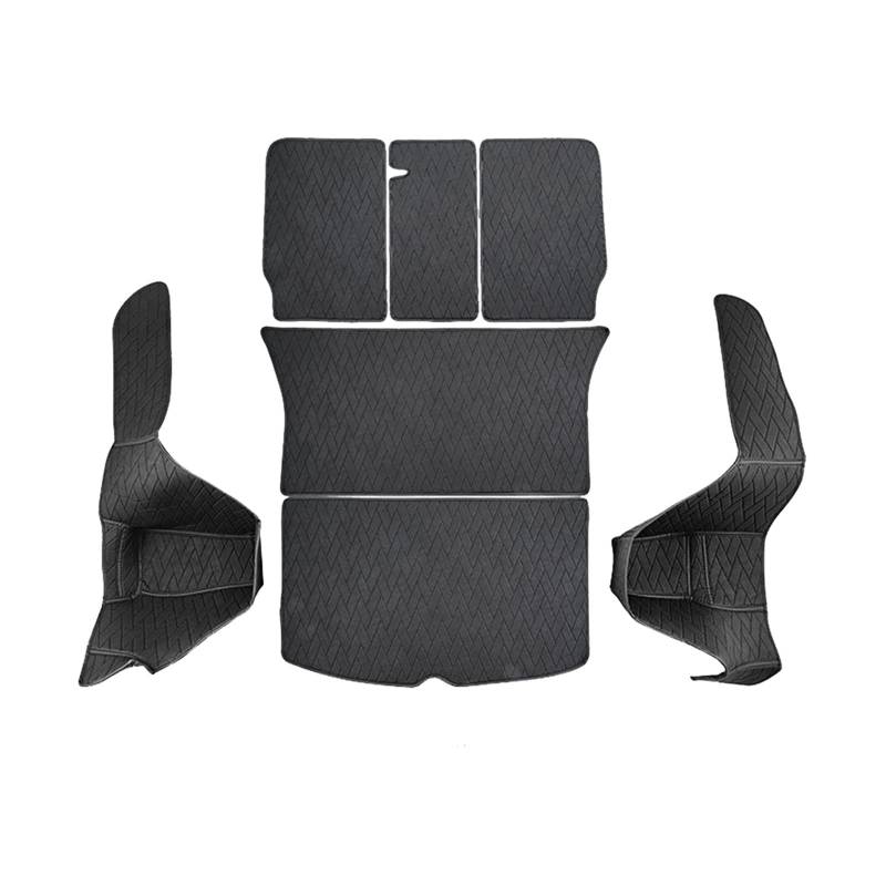 Fahrermatte Auto Fußmatten Für Tesla Modell Y 5 Sitze 2017 2018 2019 2020 2021 2022 2023 Leder Stamm Matten Vollständig Umgeben Liner Custom Boden Matte Auto Zubehör(7PCS) von FIYFIOW