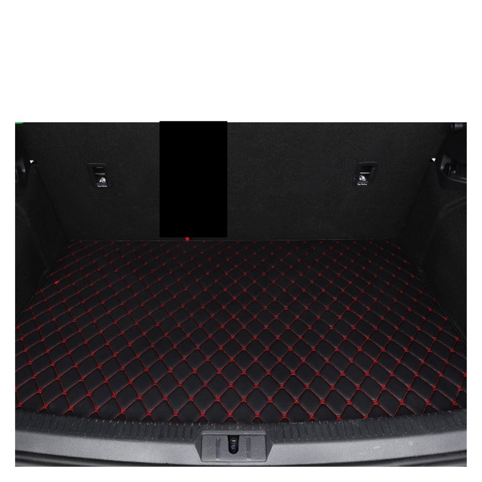 Fahrermatte Auto Fußmatten Für VW Für Tiguan 2017 2018 2019 Custom Car Fußmatten Pads Automobil Teppich Abdeckung Innen Zubehör(Trunk-Black-RED) von FIYFIOW