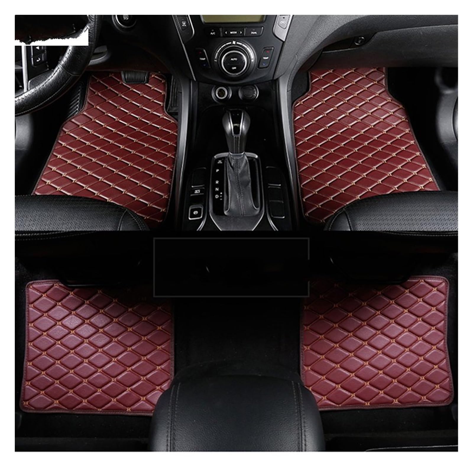 Fahrermatte Auto Fußmatten Für W203 W210 W211 AMG W204 ABCES KLASSE Für CLS Für CLK Universal Leder Auto Fußmatten Benutzerdefinierte Teile Styling Carpett(Wine red) von FIYFIOW