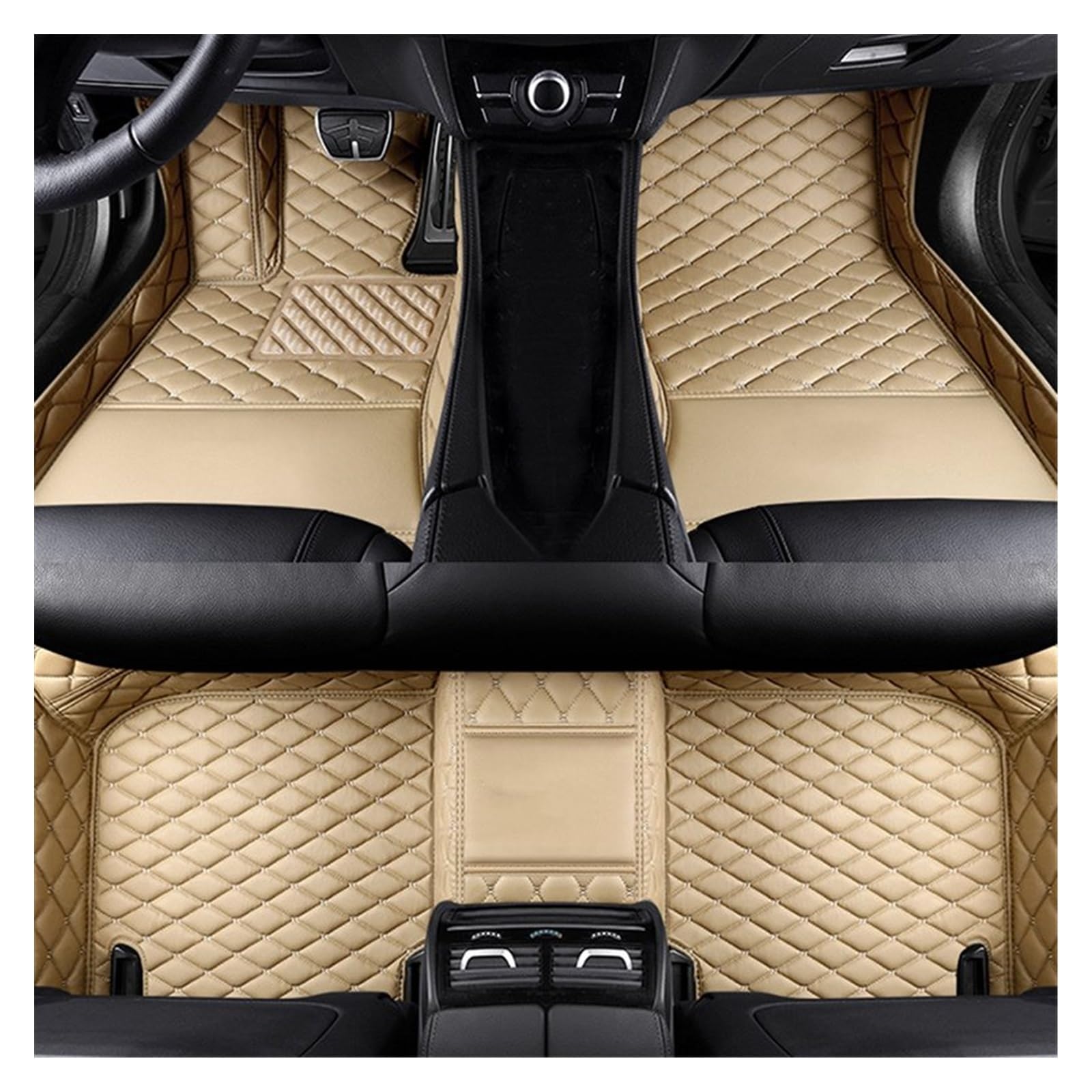 Fahrermatte Auto Fußmatten Leder-Auto-Fußmatten Für Jaguar Alle Modelle Für F-PACE Für XJL Für XEL Für XF Für XE Für F-Type Für XK Für XFL Auto-Innenraum(Beige) von FIYFIOW