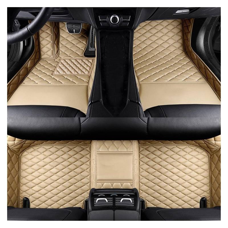 Fahrermatte Auto Fußmatten Leder-Auto-Fußmatten Für Jaguar Alle Modelle Für F-PACE Für XJL Für XEL Für XF Für XE Für F-Type Für XK Für XFL Auto-Innenraum(Beige) von FIYFIOW
