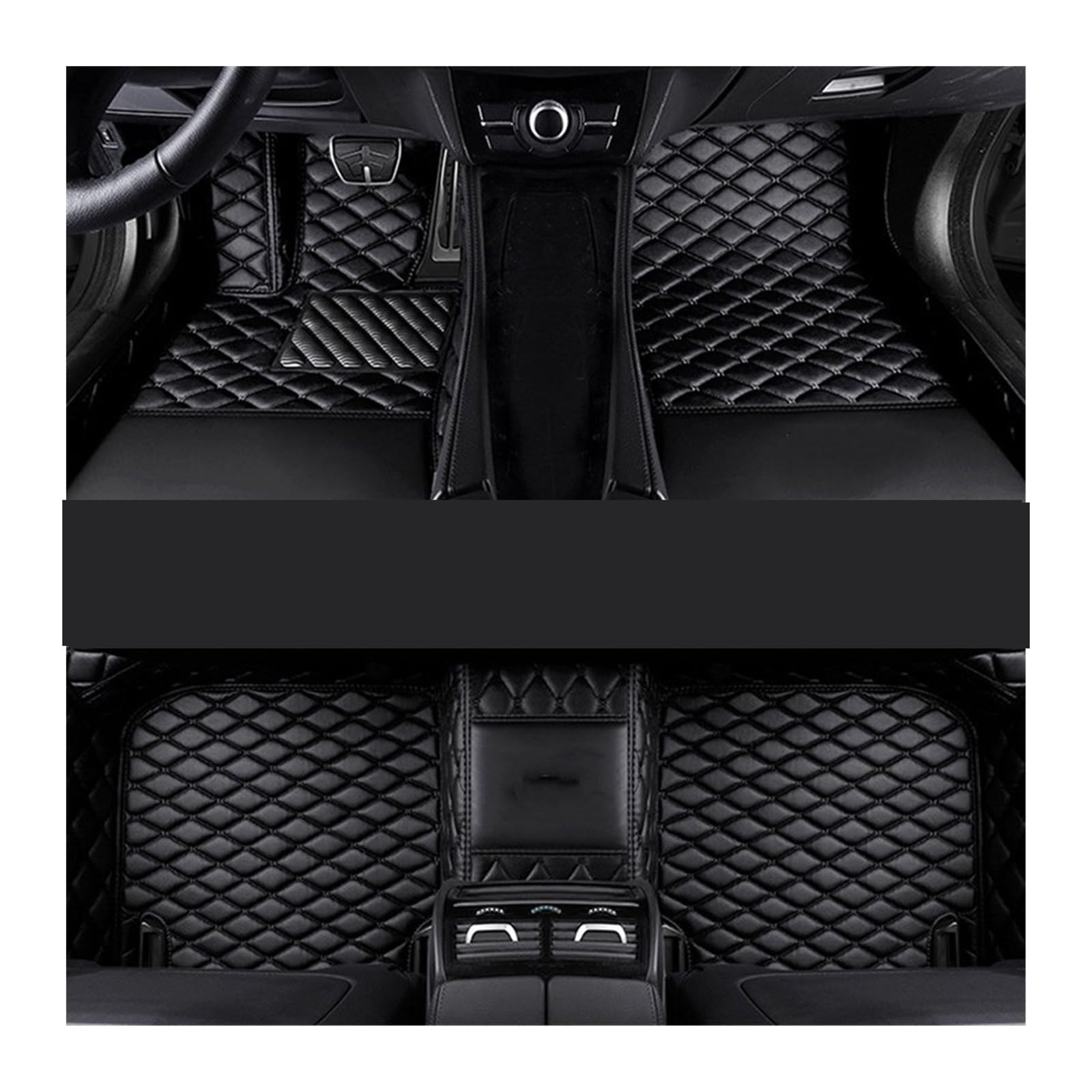 Fahrermatte Auto Fußmatten Leder-Auto-Fußmatten Für Jaguar Alle Modelle Für F-PACE Für XJL Für XEL Für XF Für XE Für F-Type Für XK Für XFL Auto-Innenraum(Black Black line) von FIYFIOW
