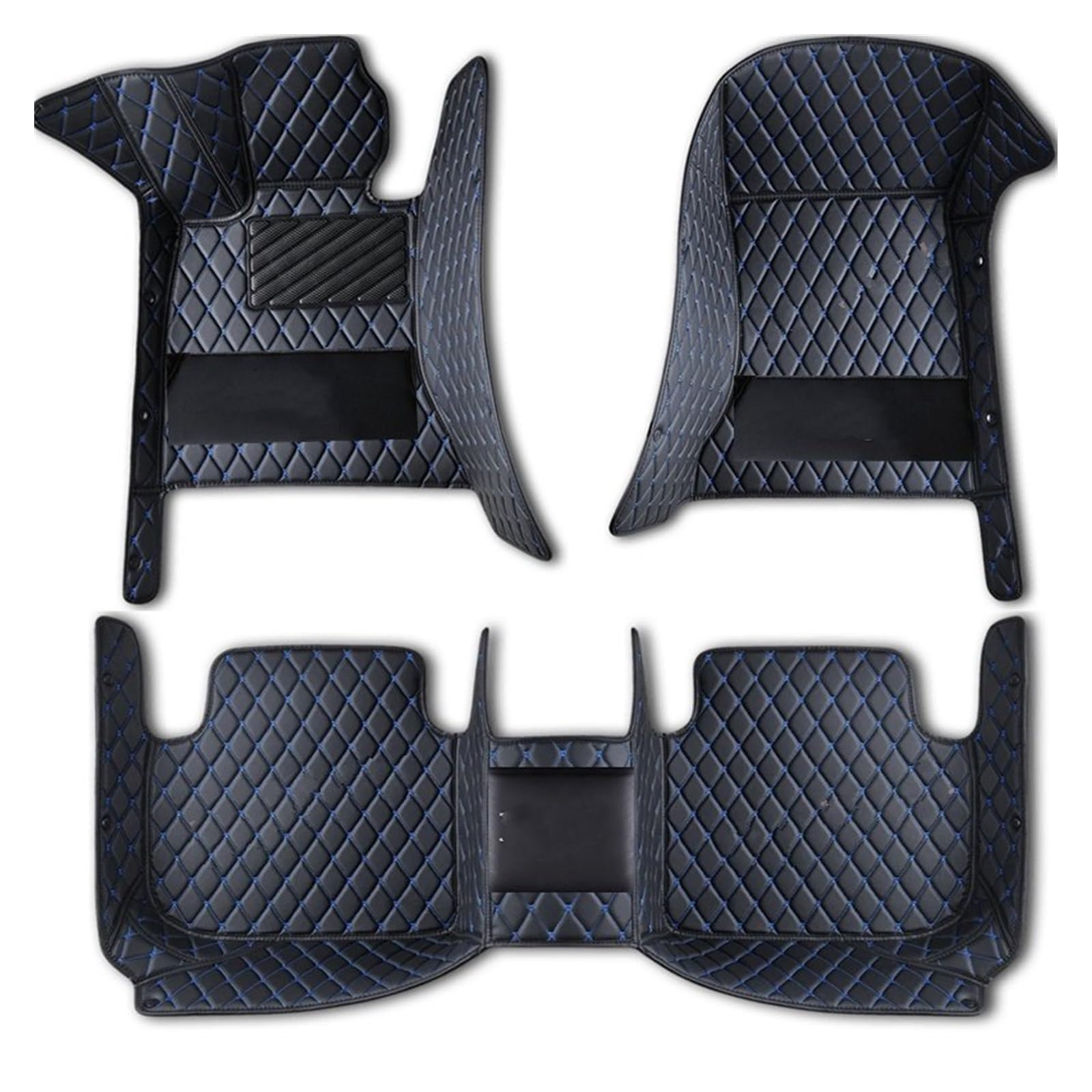 Fahrermatte Auto Fußmatten Leder-Auto-Fußmatten Für Jaguar Alle Modelle Für F-PACE Für XJL Für XEL Für XF Für XE Für F-Type Für XK Für XFL Auto-Innenraum(Black Blue line) von FIYFIOW