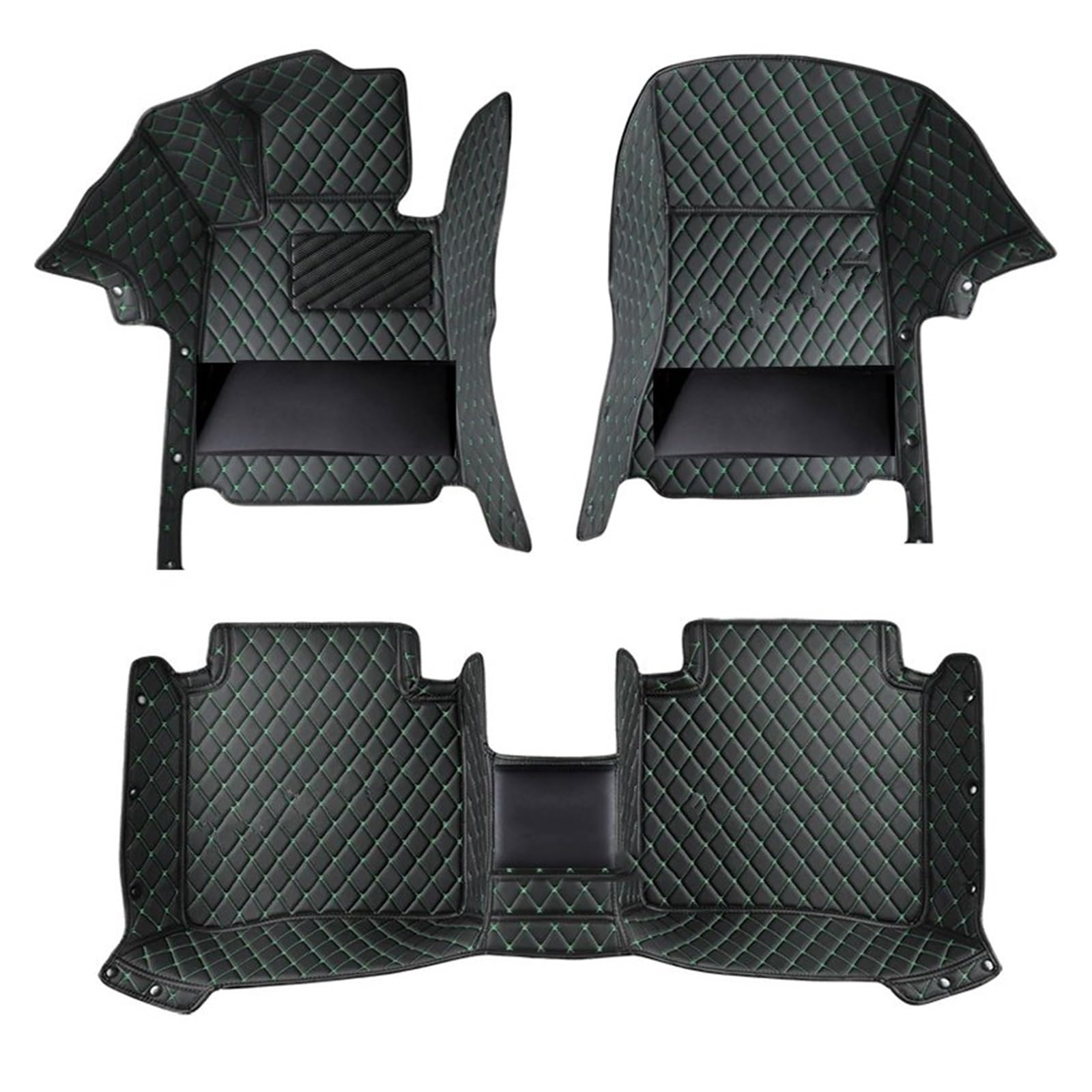 Fahrermatte Auto Fußmatten Leder-Auto-Fußmatten Für Jaguar Alle Modelle Für F-PACE Für XJL Für XEL Für XF Für XE Für F-Type Für XK Für XFL Auto-Innenraum(Black Green line) von FIYFIOW