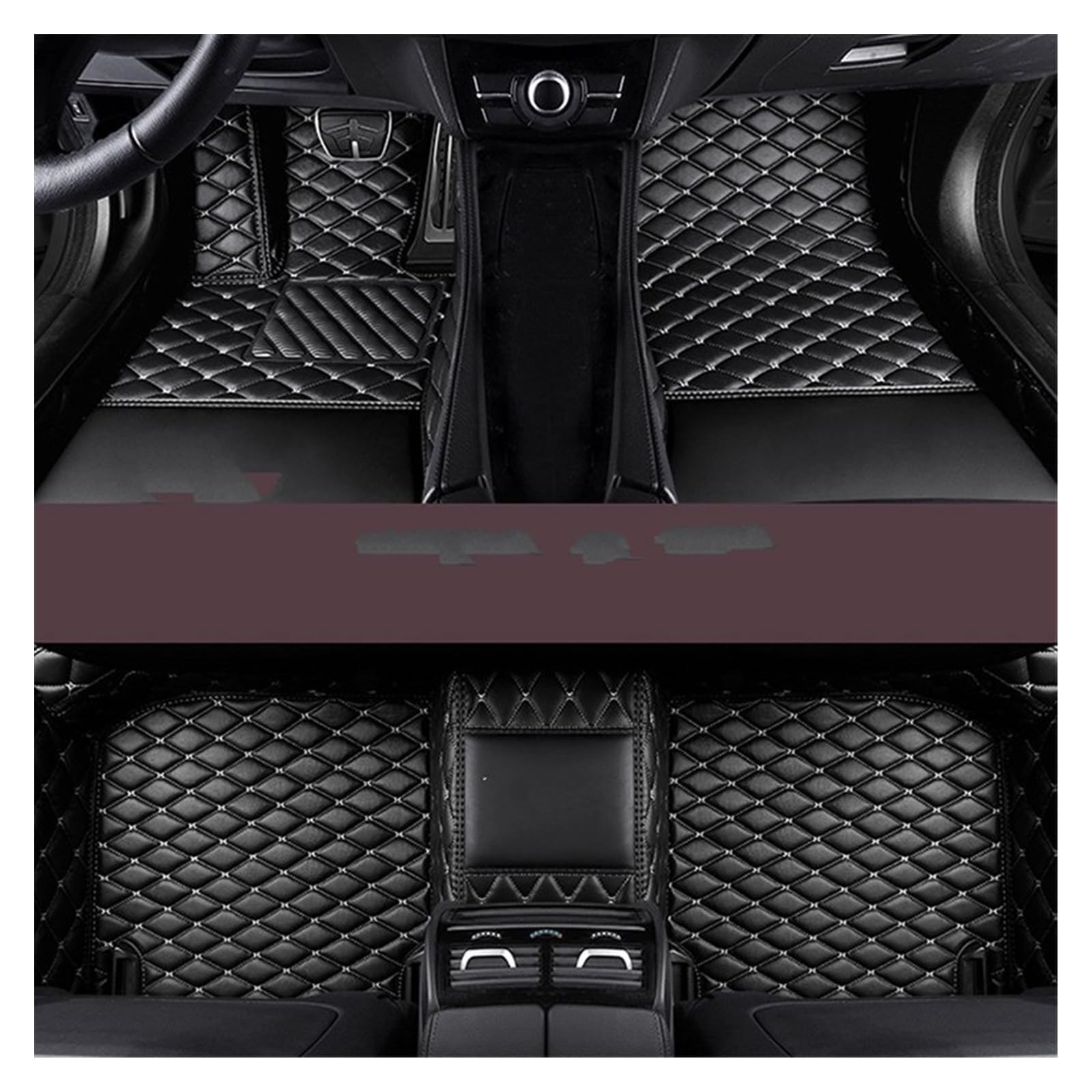 Fahrermatte Auto Fußmatten Leder-Auto-Fußmatten Für Jaguar Alle Modelle Für F-PACE Für XJL Für XEL Für XF Für XE Für F-Type Für XK Für XFL Auto-Innenraum(Black Rice) von FIYFIOW