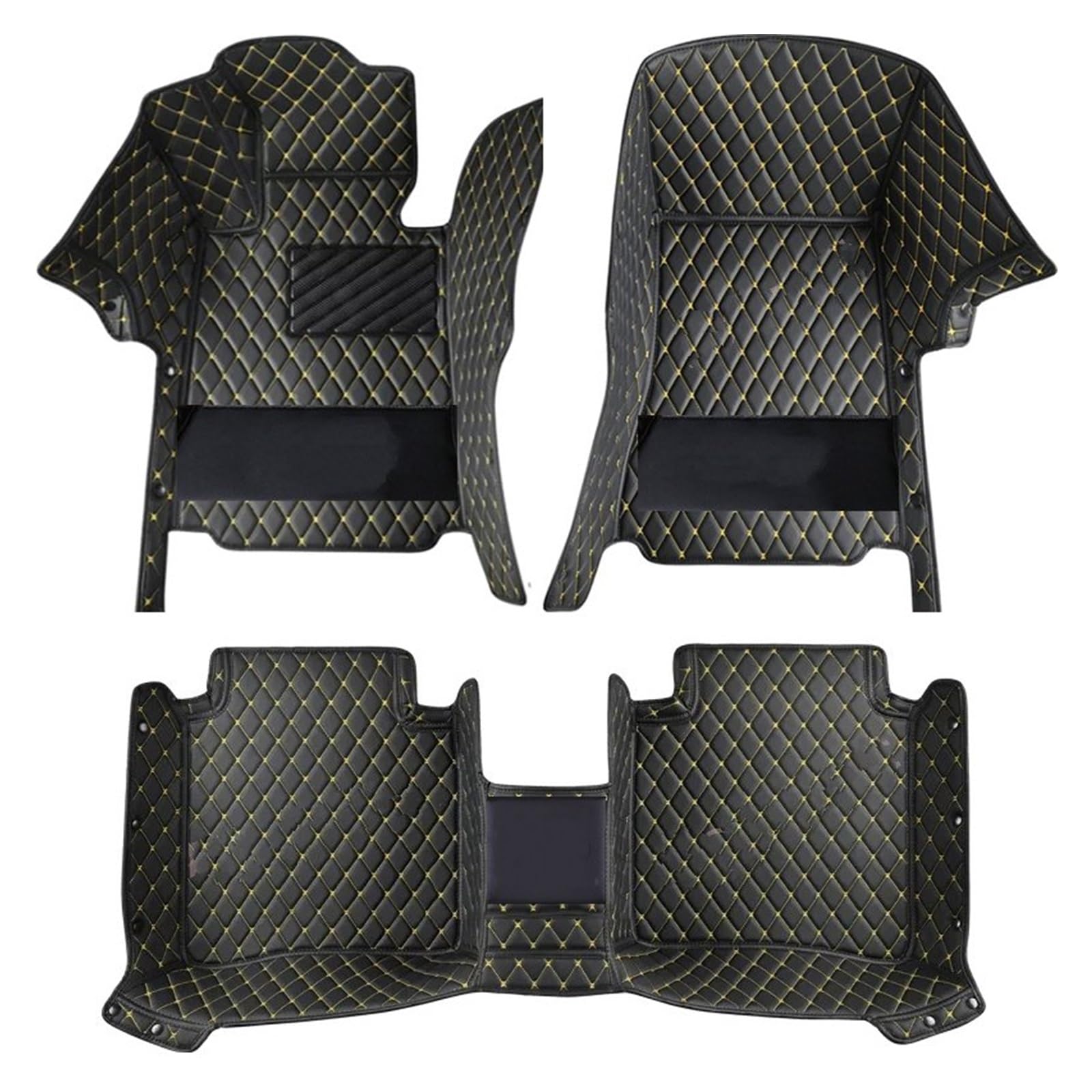 Fahrermatte Auto Fußmatten Leder-Auto-Fußmatten Für Jaguar Alle Modelle Für F-PACE Für XJL Für XEL Für XF Für XE Für F-Type Für XK Für XFL Auto-Innenraum(Black Yellow line) von FIYFIOW