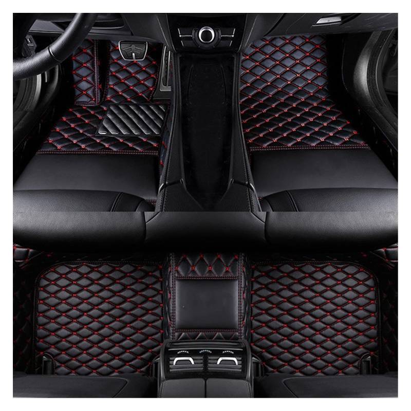 Fahrermatte Auto Fußmatten Leder-Auto-Fußmatten Für Jaguar Alle Modelle Für F-PACE Für XJL Für XEL Für XF Für XE Für F-Type Für XK Für XFL Auto-Innenraum(Black red line) von FIYFIOW