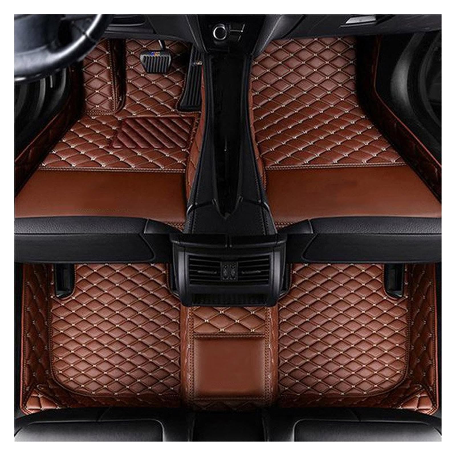 Fahrermatte Auto Fußmatten Leder-Auto-Fußmatten Für Jaguar Alle Modelle Für F-PACE Für XJL Für XEL Für XF Für XE Für F-Type Für XK Für XFL Auto-Innenraum(Braun) von FIYFIOW