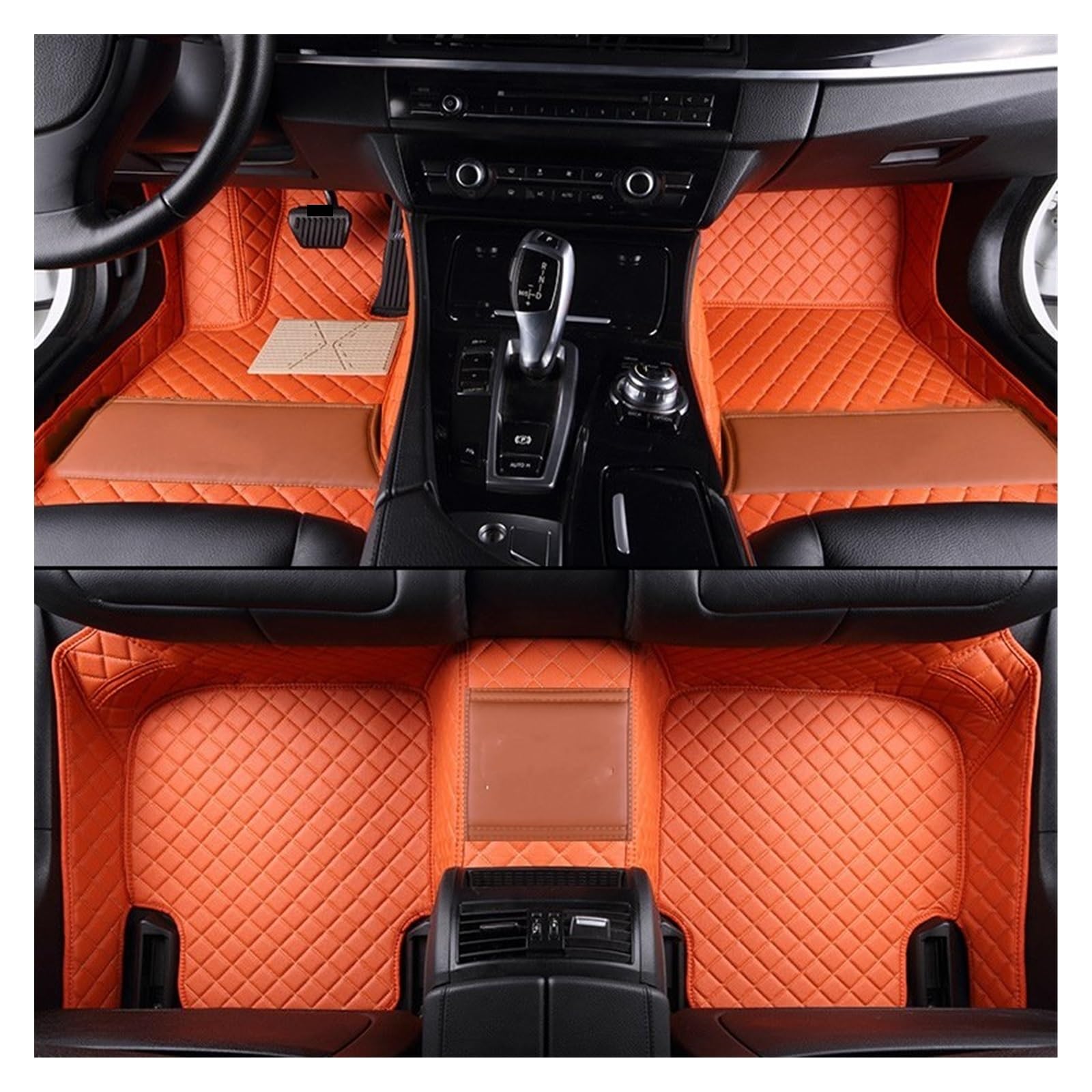 Fahrermatte Auto Fußmatten Leder-Auto-Fußmatten Für Jaguar Alle Modelle Für F-PACE Für XJL Für XEL Für XF Für XE Für F-Type Für XK Für XFL Auto-Innenraum(Orange) von FIYFIOW