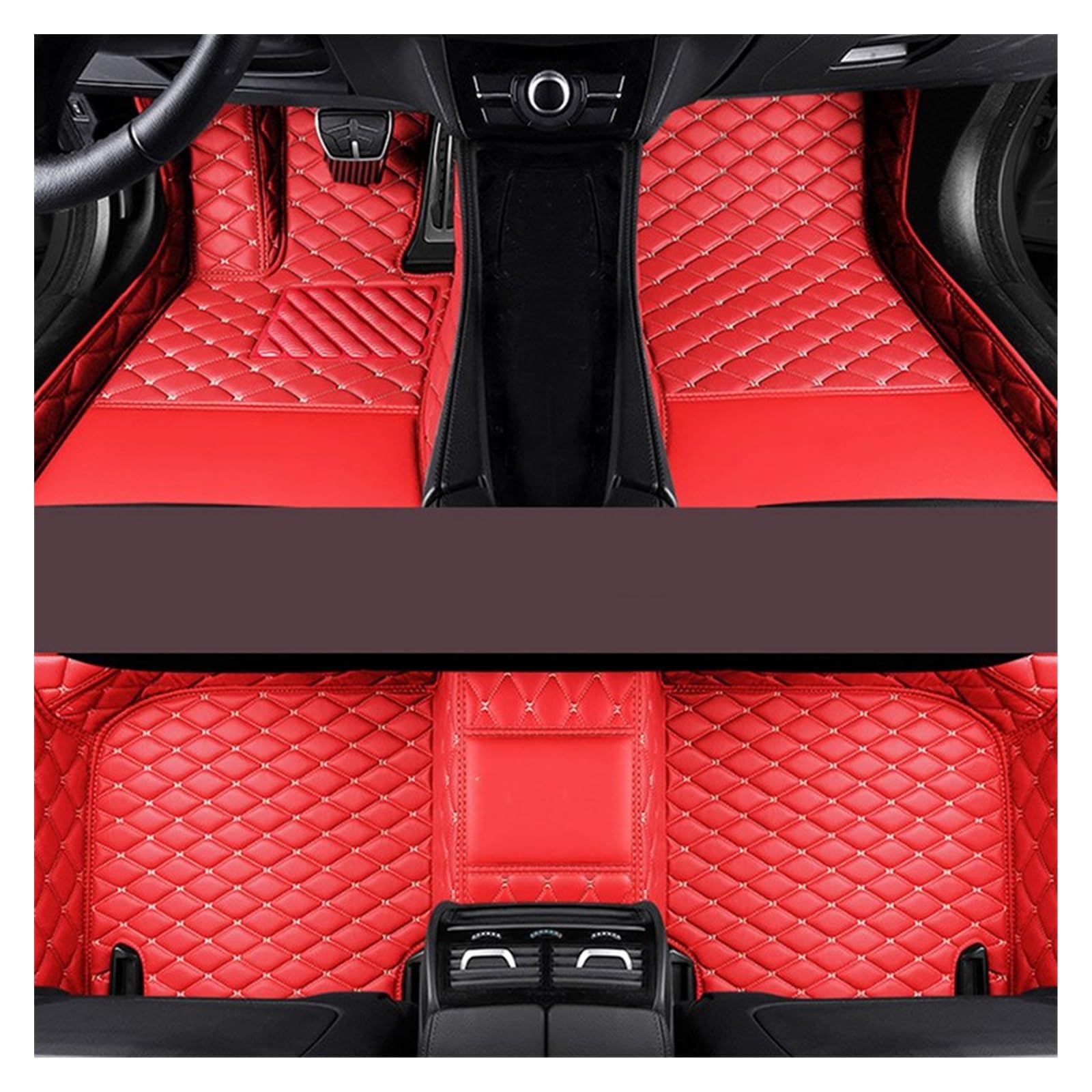 Fahrermatte Auto Fußmatten Leder-Auto-Fußmatten Für Jaguar Alle Modelle Für F-PACE Für XJL Für XEL Für XF Für XE Für F-Type Für XK Für XFL Auto-Innenraum(Rot) von FIYFIOW