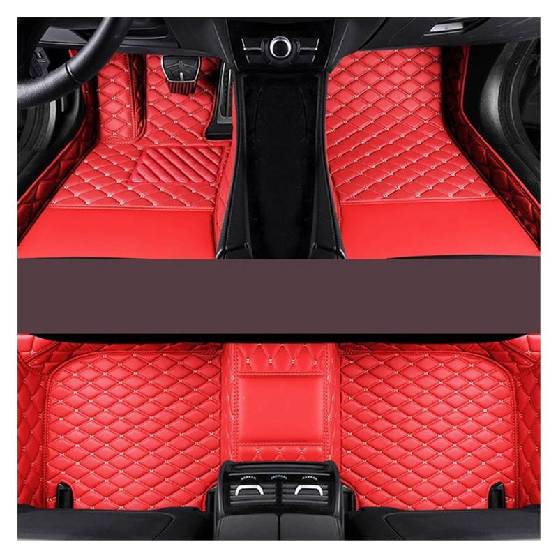 Fahrermatte Auto Fußmatten Leder-Auto-Fußmatten Für Jaguar Alle Modelle Für F-PACE Für XJL Für XEL Für XF Für XE Für F-Type Für XK Für XFL Auto-Innenraum(Rot) von FIYFIOW