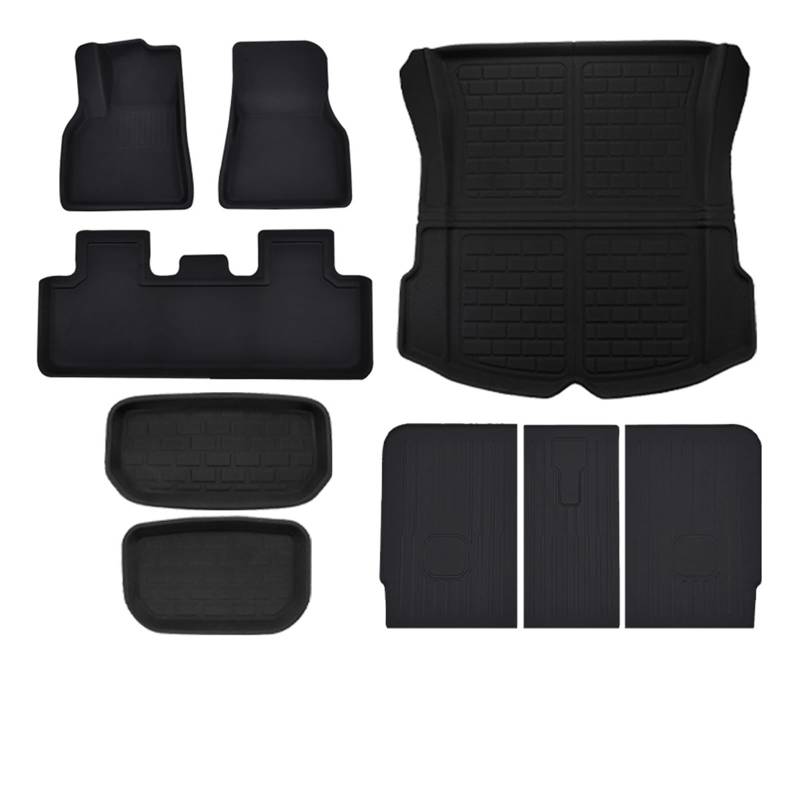 Fahrermatte Auto Fußmatten Links Rechts Fahren Fußmatten Kofferraum Matte Für Tesla Modell 3 Y 2017 2018 2019 2020 2021 2022 2023 Alle Wetter Anti-Slip Boden Liner Auto Zubehör(Y 9pcs Set) von FIYFIOW
