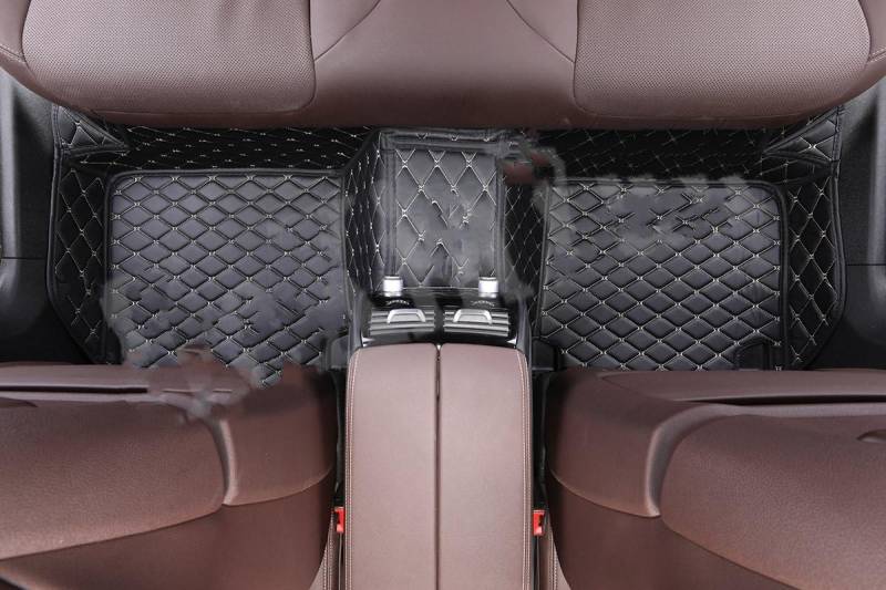 Fahrermatte Auto Fußmatten Maßgeschneidert Für A1 A2 A3 A4 A5 A6 A7 A8 Q2 Q3 Q5 Q7 Q8 Auto-Fußmatten Für Alle Modelle(1 Black beige Back) von FIYFIOW