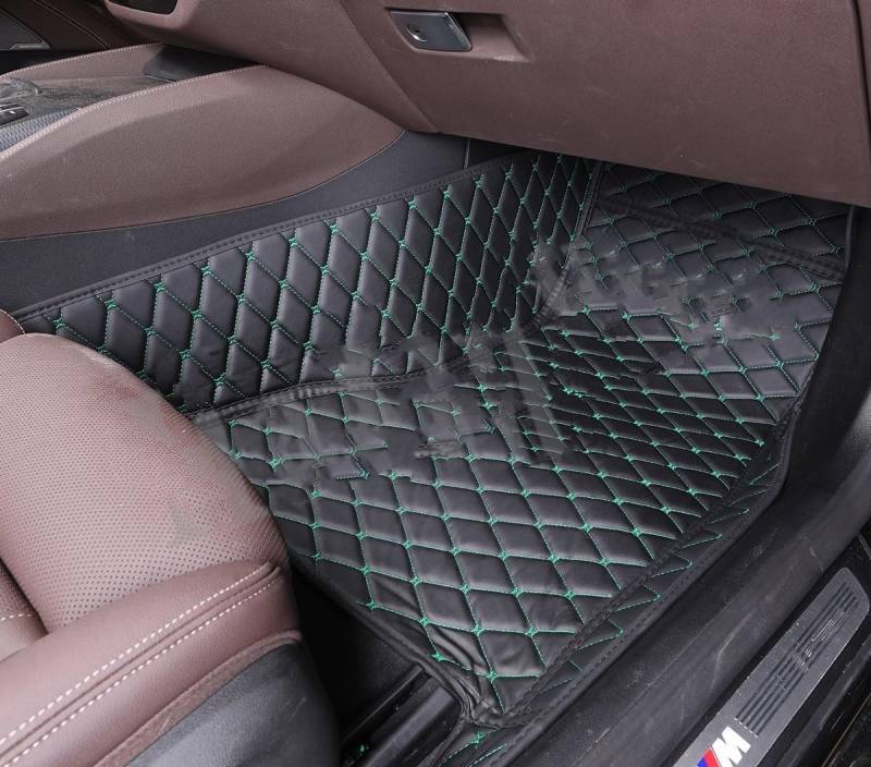 Fahrermatte Auto Fußmatten Maßgeschneidert Für A1 A2 A3 A4 A5 A6 A7 A8 Q2 Q3 Q5 Q7 Q8 Auto-Fußmatten Für Alle Modelle(Black Green Front) von FIYFIOW
