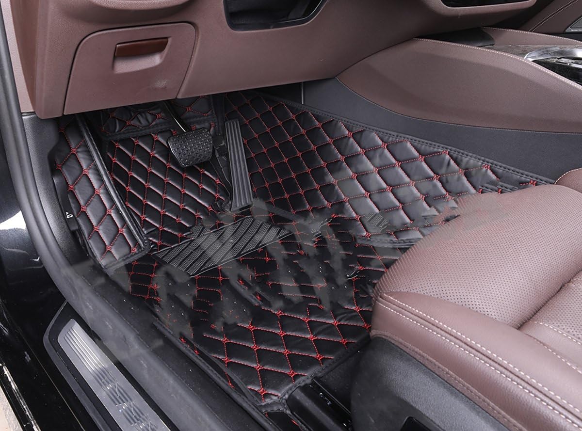 Fahrermatte Auto Fußmatten Maßgeschneidert Für Nissan Für Qashqai Für Juke Auto-Fußmatten Alle Modell-Zubehör(1 Black red Front) von FIYFIOW