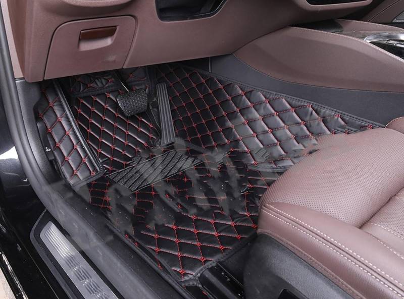Fahrermatte Auto Fußmatten Maßgeschneidert Für Nissan Für Qashqai Für Juke Auto-Fußmatten Alle Modell-Zubehör(1 Black red Front) von FIYFIOW