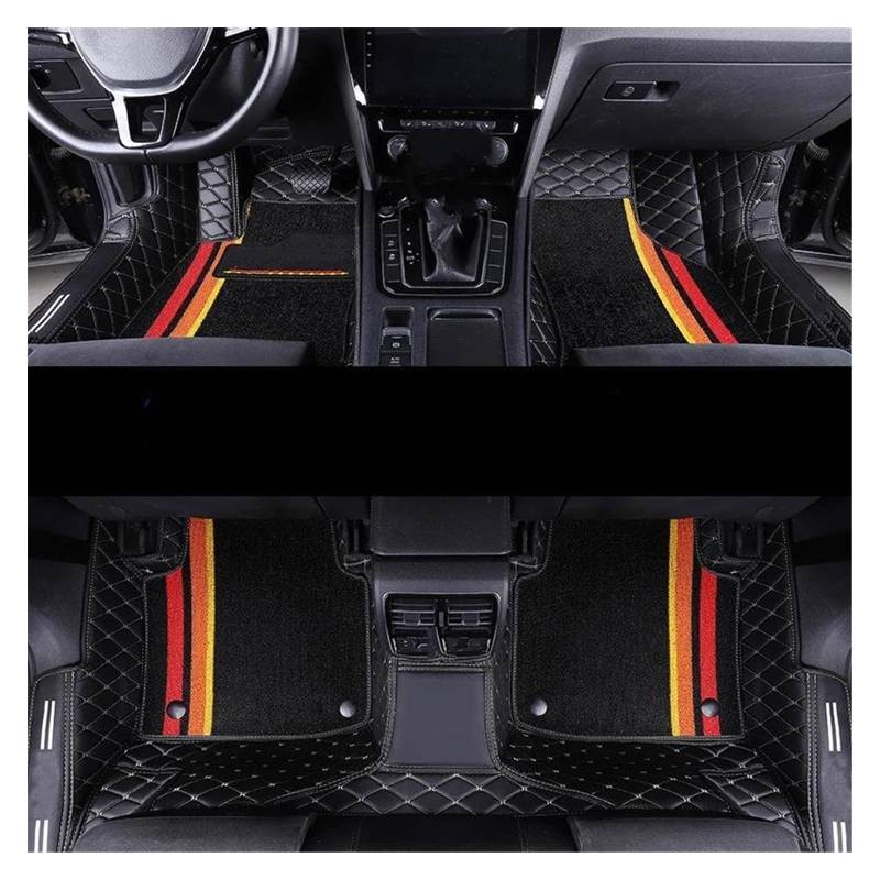 Fahrermatte Auto Fußmatten Maßgeschneiderte Auto-Fußmatten Aus Leder Für Die Meisten Automodelle. Vollständiger Teppichsatz Mit Marken-Innenzubehör-Schutzkissen(Black 02) von FIYFIOW