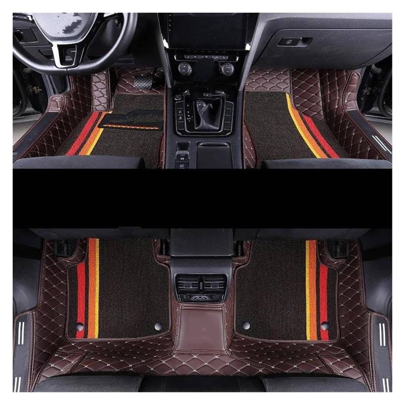 Fahrermatte Auto Fußmatten Maßgeschneiderte Auto-Fußmatten Aus Leder Für Die Meisten Automodelle. Vollständiger Teppichsatz Mit Marken-Innenzubehör-Schutzkissen(Coffee 02) von FIYFIOW
