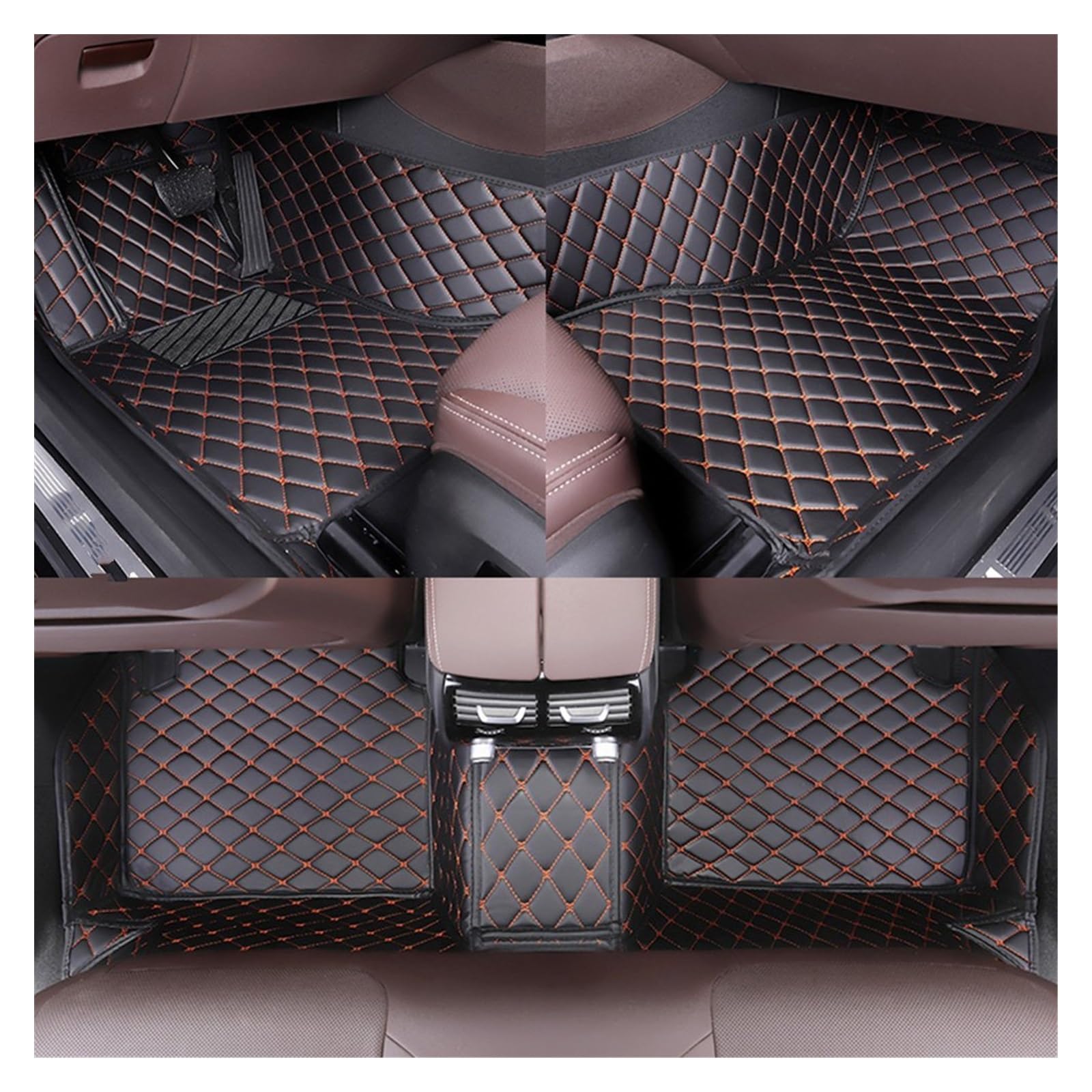 Fahrermatte Auto Fußmatten Maßgeschneiderte Auto-Fußmatten Für Die Meisten Autos Gutes Material(Black orange) von FIYFIOW