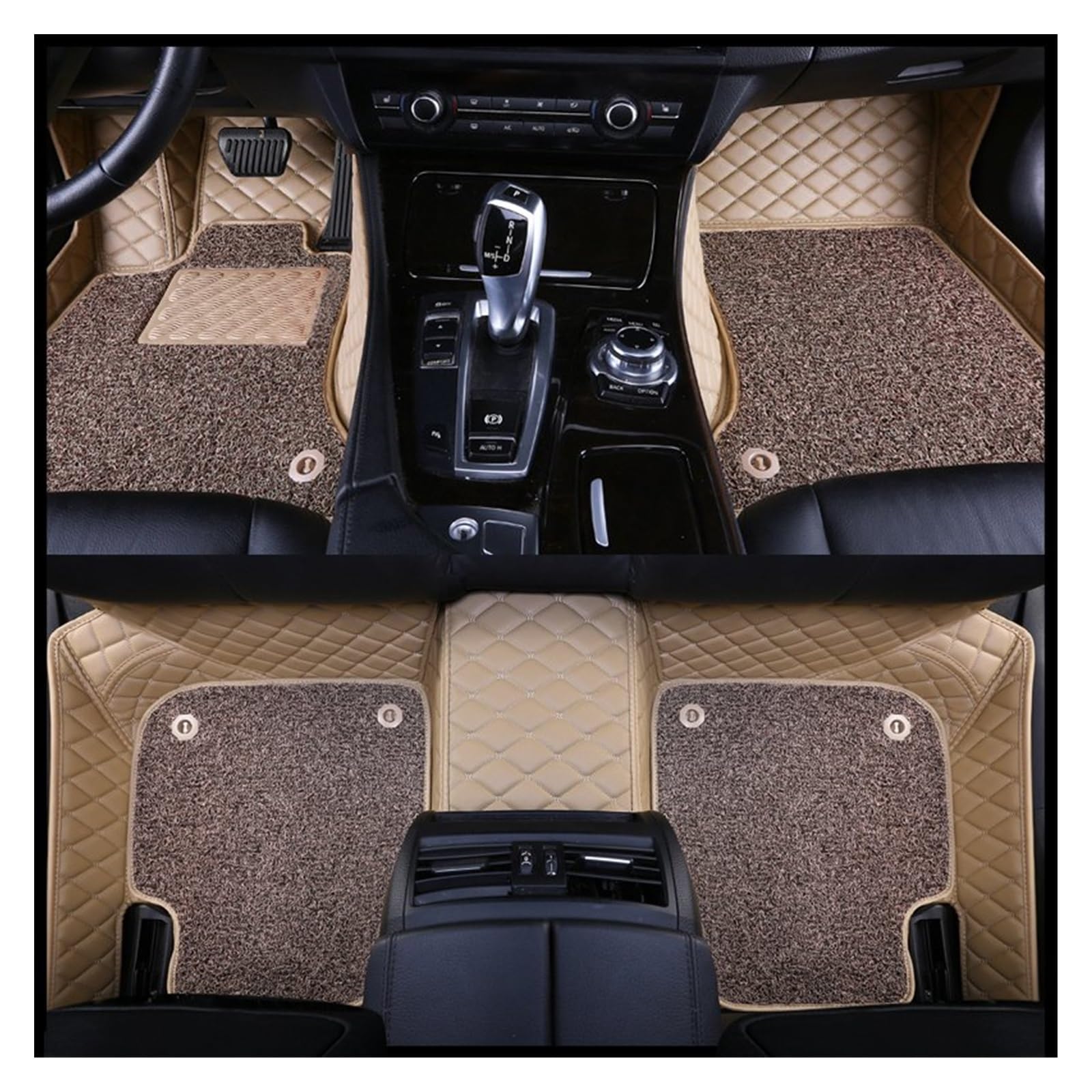 Fahrermatte Auto Fußmatten Maßgeschneiderte Auto-Fußmatten Für Über 98% Der Autos Komplettes Set 5 Sitze Innenzubehör (beachten Sie Das Baujahr Ihres Autos)(Beige Double) von FIYFIOW