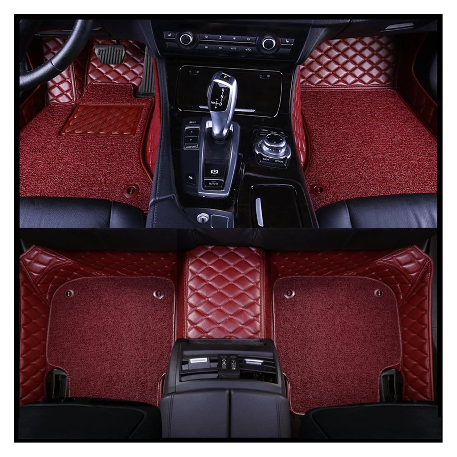 Fahrermatte Auto Fußmatten Maßgeschneiderte Auto-Fußmatten Für Über 98% Der Autos Komplettes Set 5 Sitze Innenzubehör (beachten Sie Das Baujahr Ihres Autos)(Burgundy Double) von FIYFIOW
