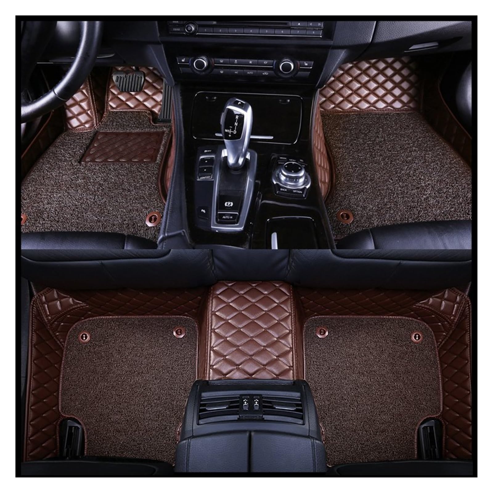 Fahrermatte Auto Fußmatten Maßgeschneiderte Auto-Fußmatten Zubehör Innenleder Für Bestimmte Autos 5 Sitze Komplettes Set (Links- Und Rechtslenker)(Coffee) von FIYFIOW