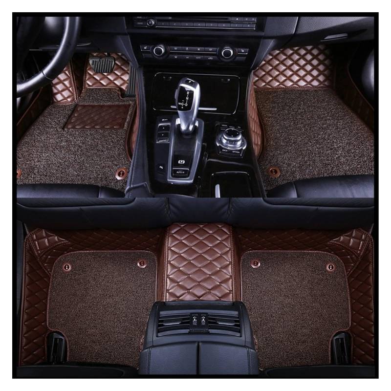 Fahrermatte Auto Fußmatten Maßgeschneiderte Auto-Fußmatten Zubehör Innenleder Für Bestimmte Autos 5 Sitze Komplettes Set (Links- Und Rechtslenker)(Coffee) von FIYFIOW