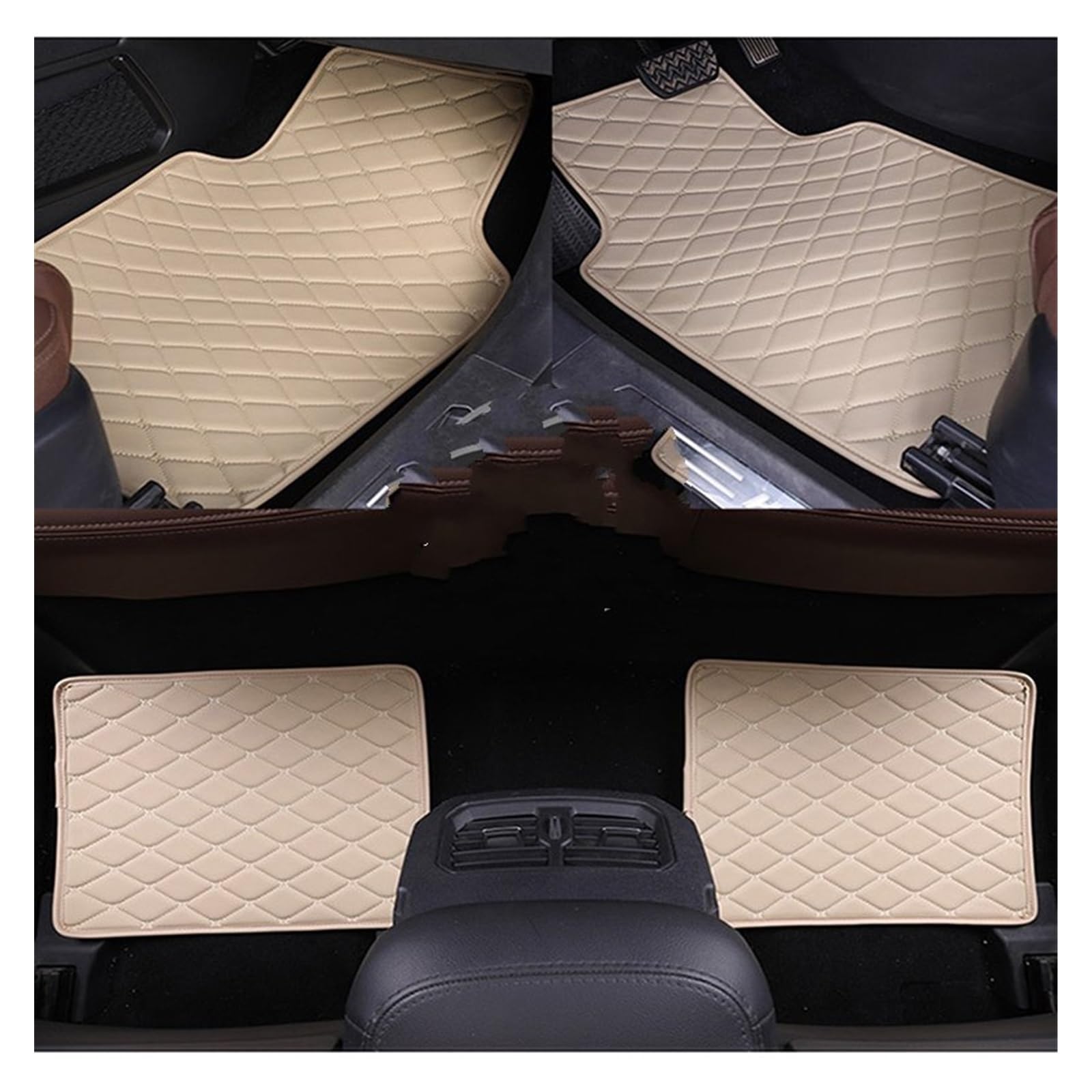 Fahrermatte Auto Fußmatten Universal Leder Für Auto Boden Matte Für Sierra Für Yukon Auto Sitzbezüge Auto Innen Teile Styling Teppich(Beige) von FIYFIOW
