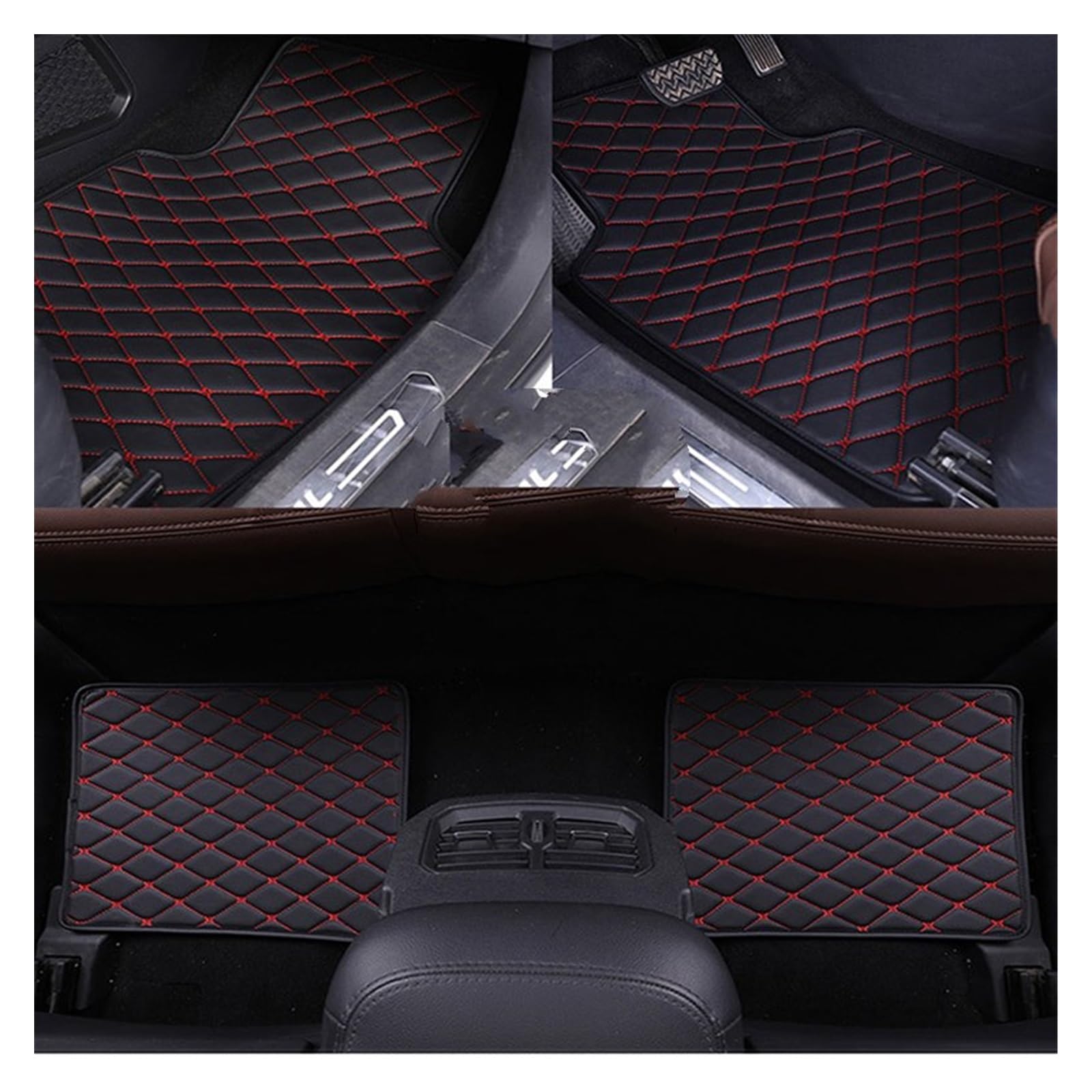 Fahrermatte Auto Fußmatten Universal Leder Für Auto Boden Matte Für Sierra Für Yukon Auto Sitzbezüge Auto Innen Teile Styling Teppich(Black red) von FIYFIOW