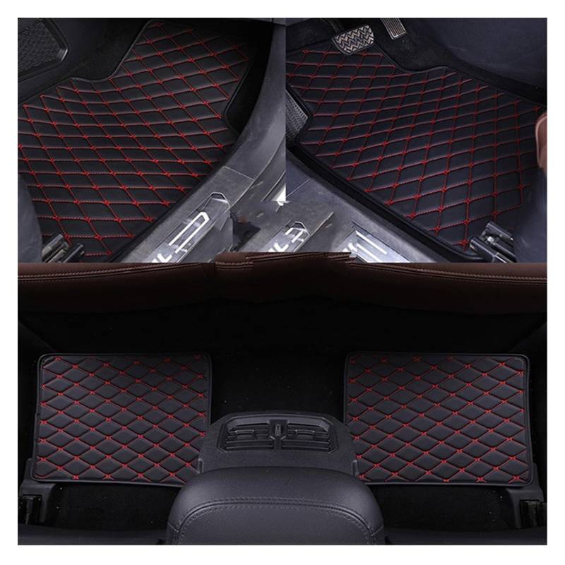 Fahrermatte Auto Fußmatten Universal Leder Für Auto Boden Matte Für Sierra Für Yukon Auto Sitzbezüge Auto Innen Teile Styling Teppich(Black red) von FIYFIOW